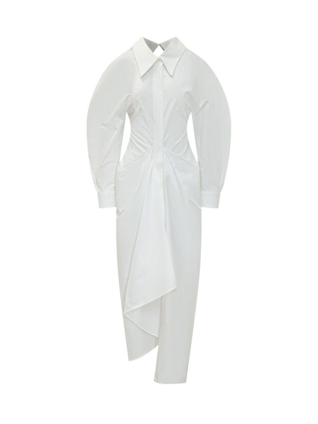 Givenchy White Solid Shirt Collar Maxi Dress-picture-26