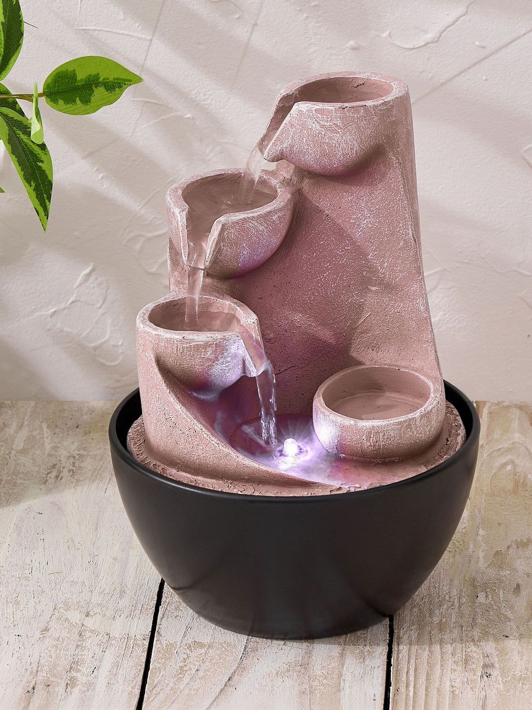 Home Centre Beige & Black Diya Water Fountain-image-2