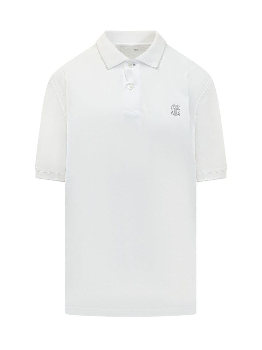 brunello cucinelli White Solid Shirt Collar Polo-picture-19