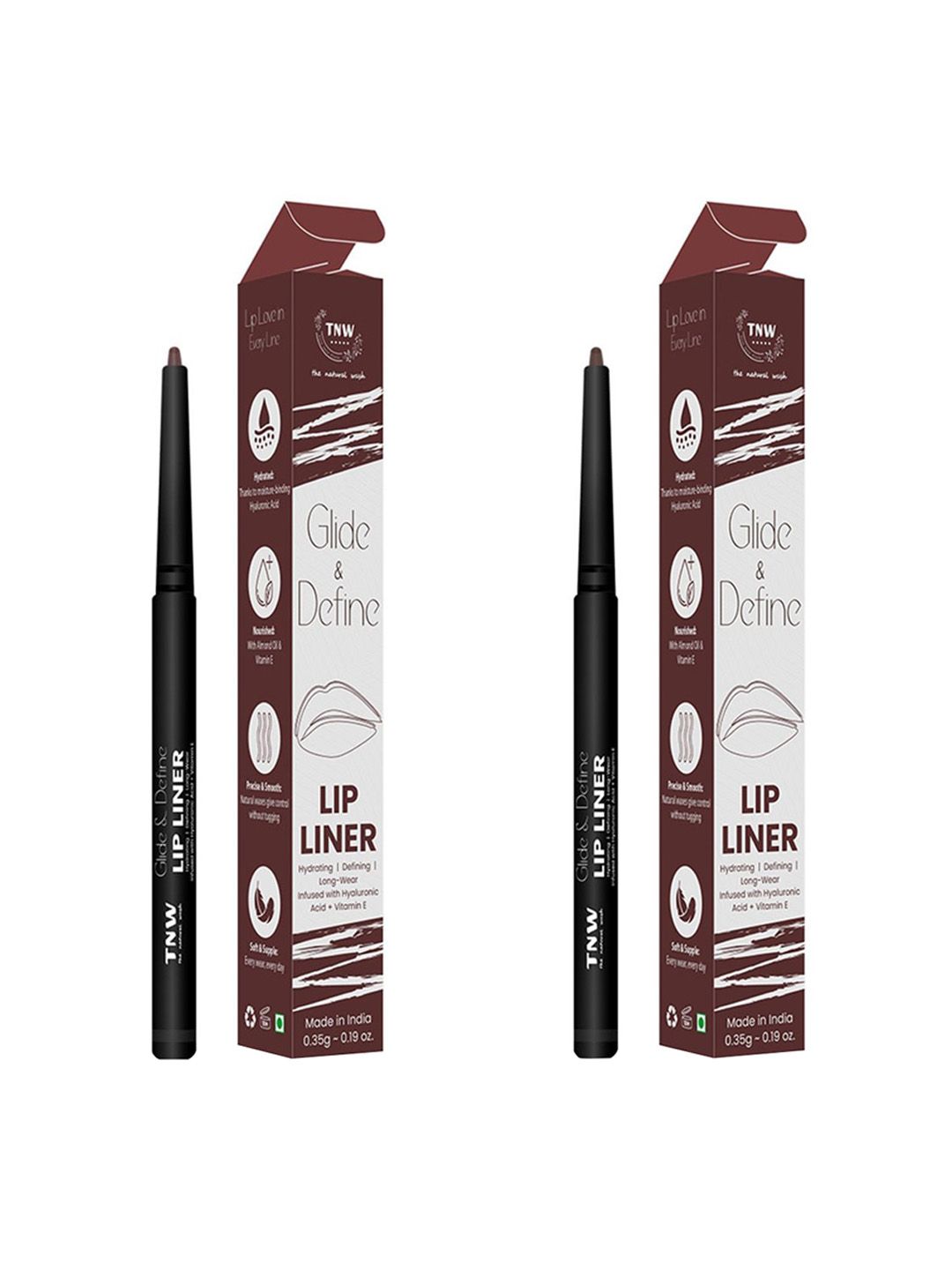 TNW the natural wash Set of 2 Glide & Define Hyaluronic Acid & Vitamin E Lip Liner - Brown-image-44