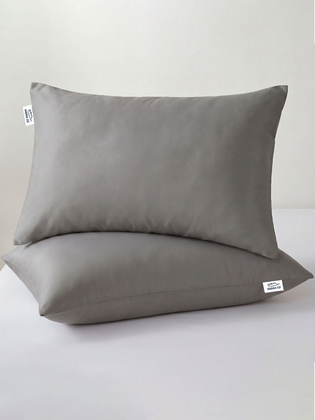 GADDA CO Grey Set of 2 Fibre Filled Cotton Breathable Sleep Pillow-image-47