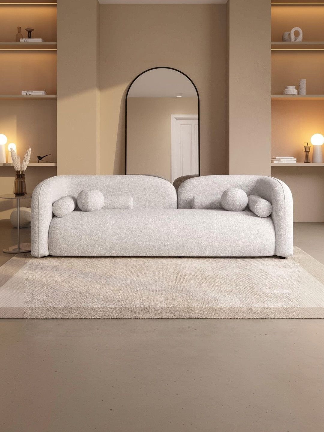 INDIAWOODMART 3-Seater Beige Sofa-picture-23