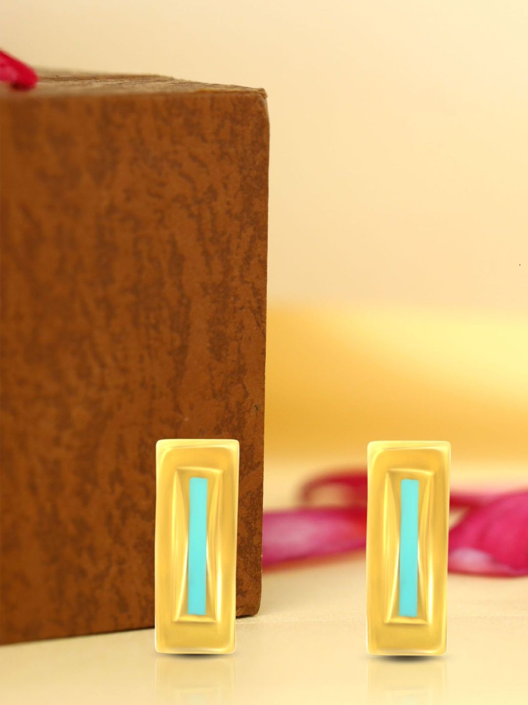 BHIMA Jewels 22K BIS Hallmark Urban Line Gold Enamel Stud Earrings-picture-15