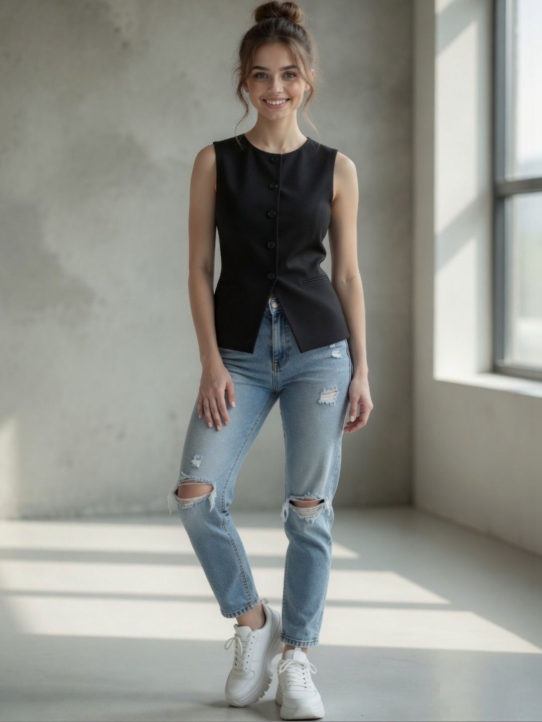 The Roadster Lifestyle Co Square Neck Slim Fit Waistcoat-picture-57