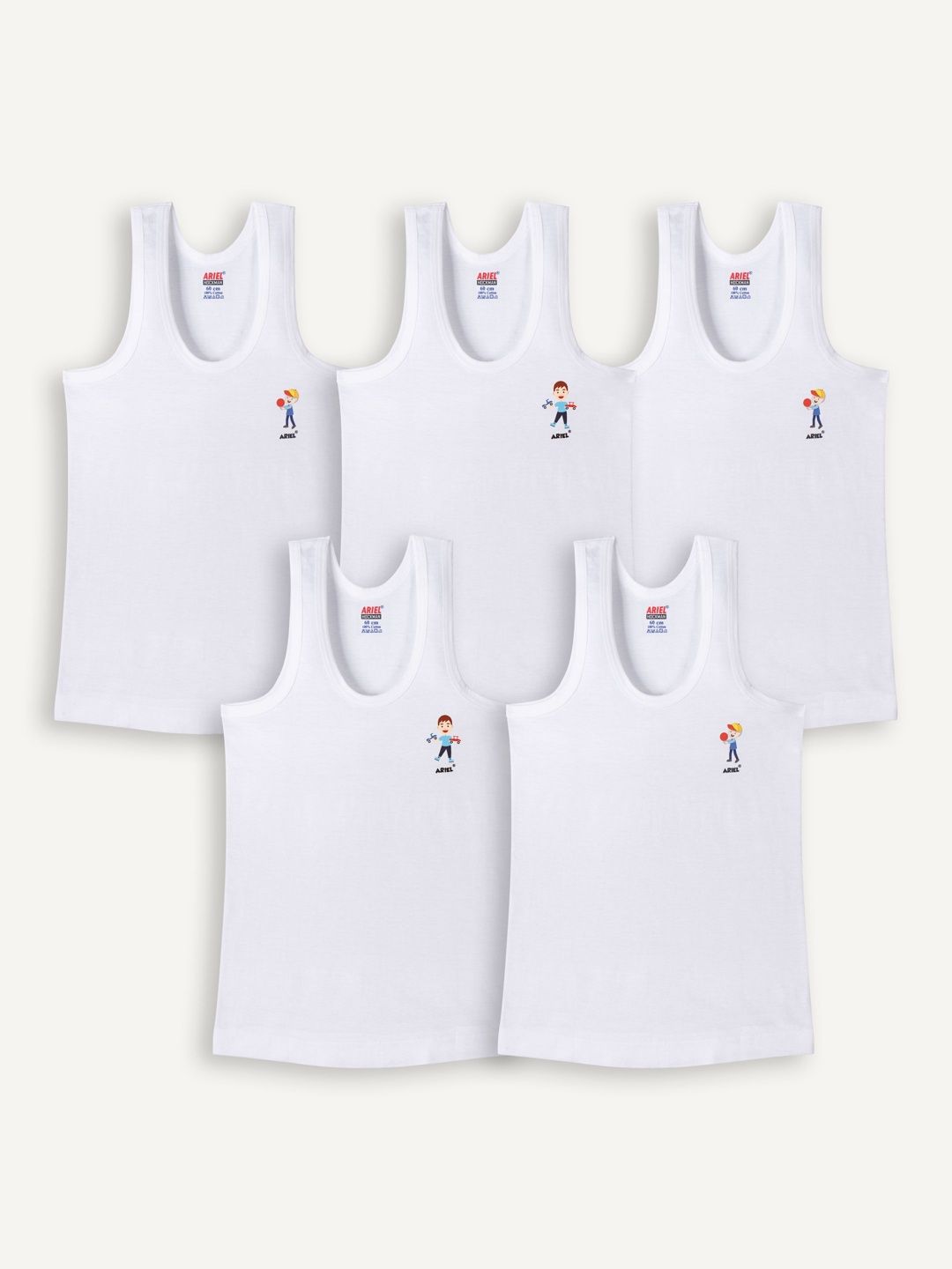 ariel Boys Pack of 5 Self Design Cotton Undershirt-picture-31