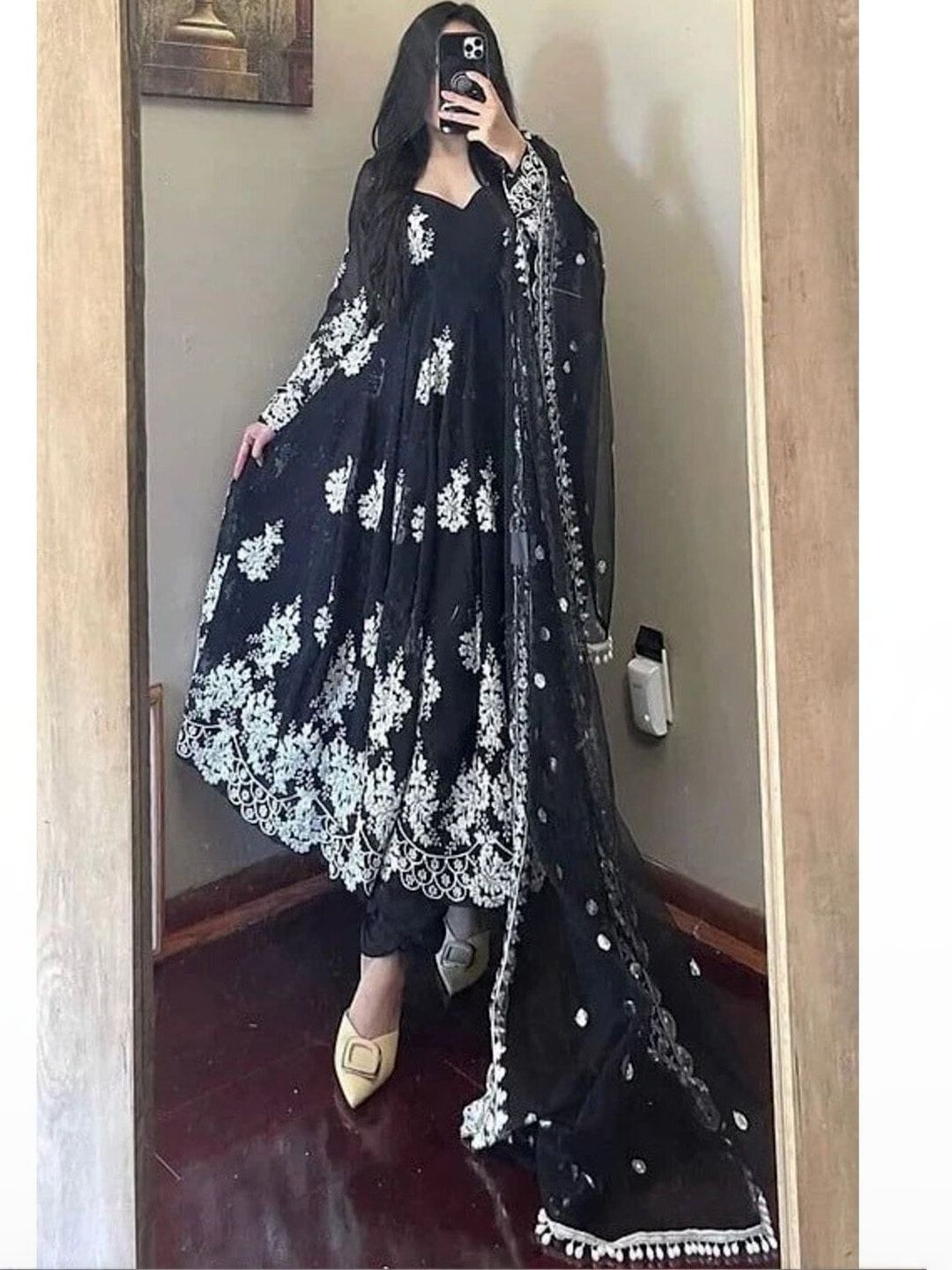 Moda Rapido Floral Embroidered Georgette Fit & Flare Maxi Dress-picture-46