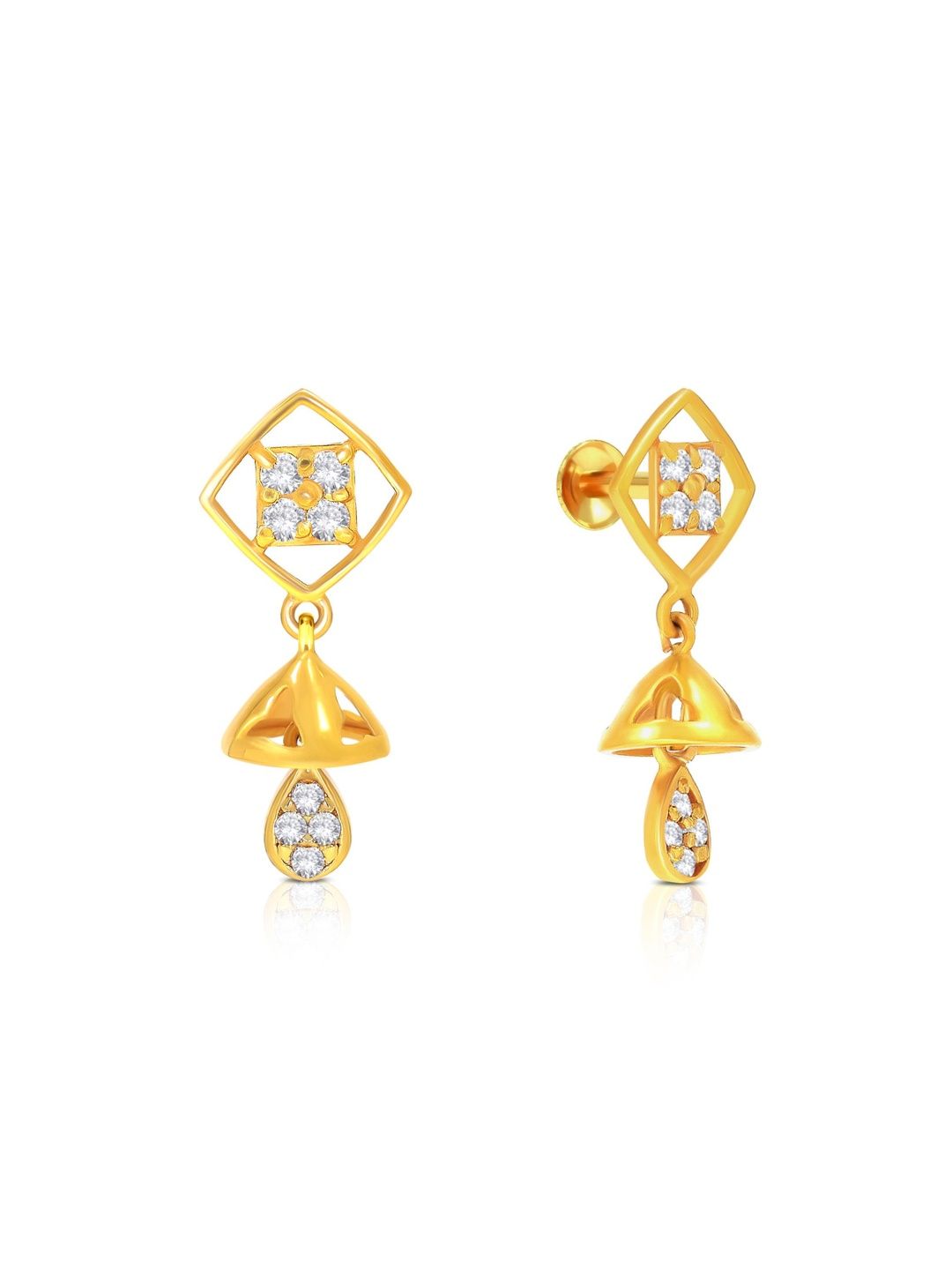 BHIMA Jewels 22K BIS Hallmark Ivory Sparkle Mini Jhumkhas-image-2