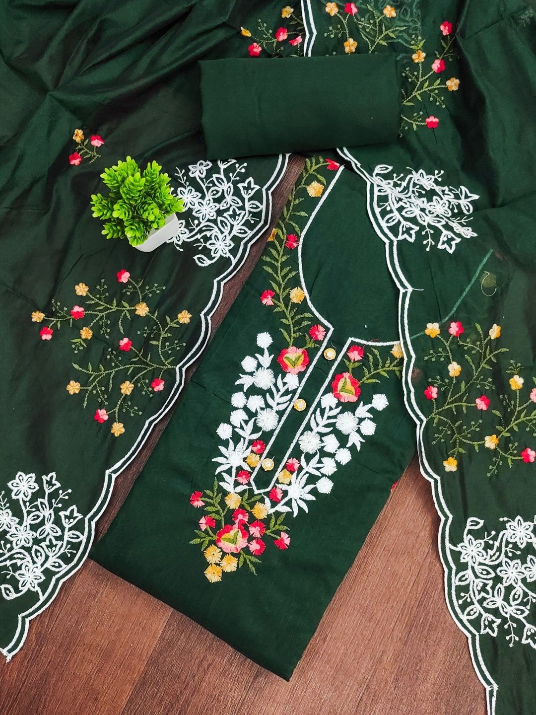 Rangtulika Ethnics Embroidered Pure Cotton Unstitched Dress Material-picture-32