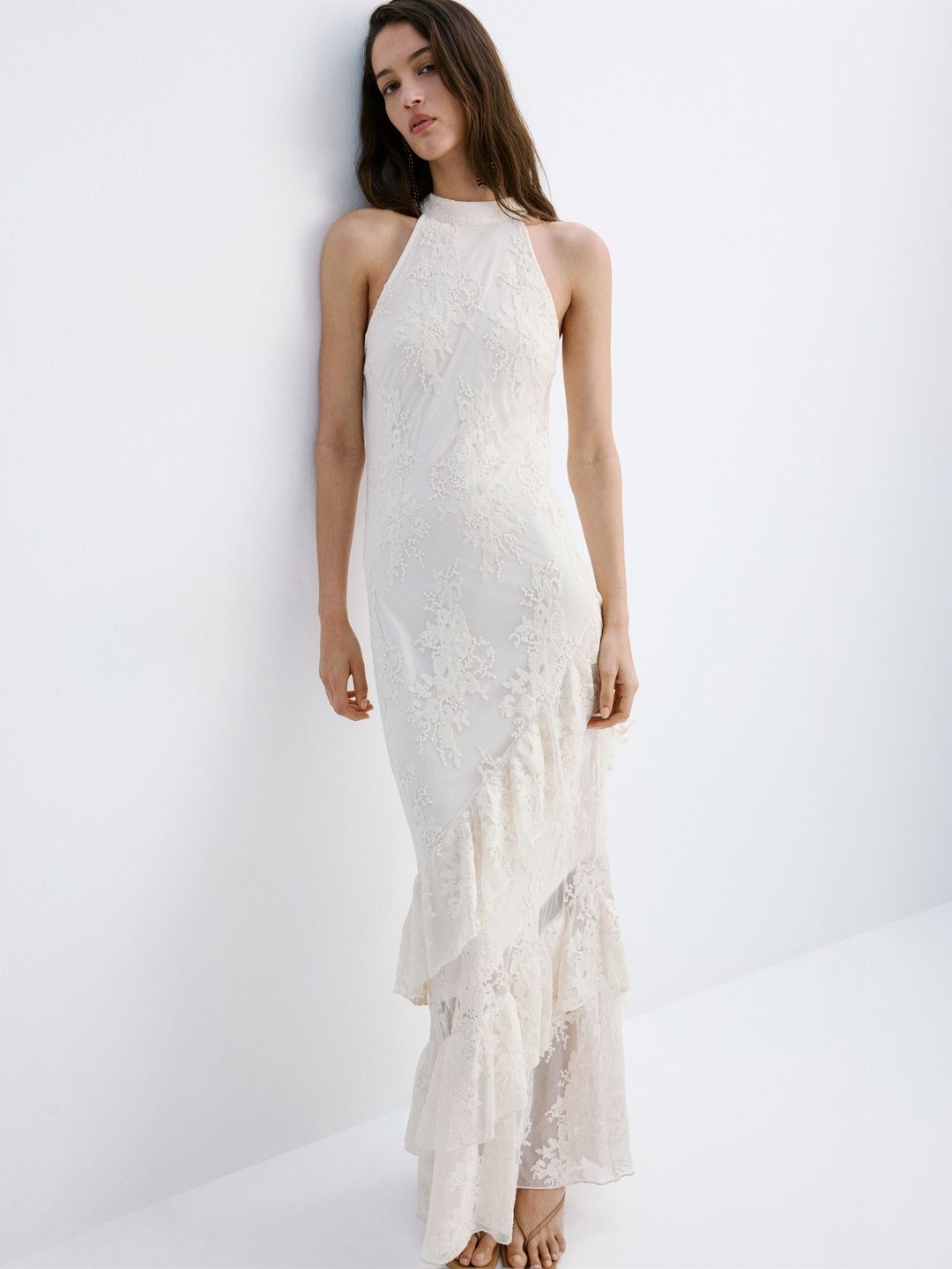 MANGO Halter Neck A-Line Embroidered Maxi Dress-picture-28