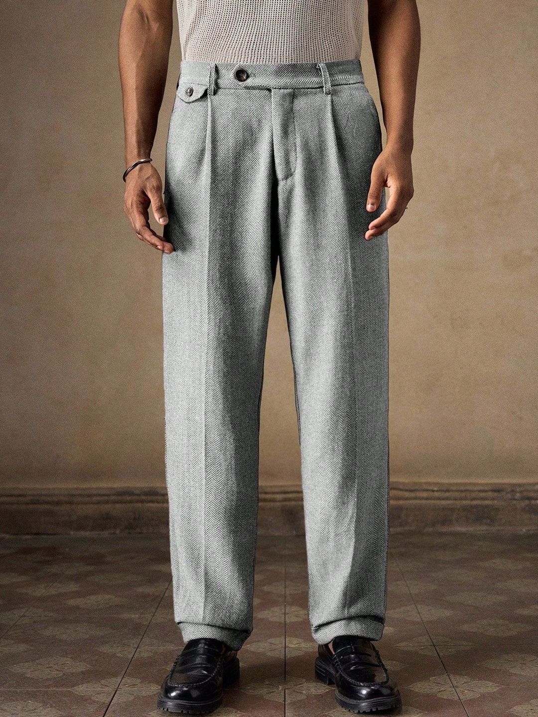 Moda Rapido Men Textured Pleated Trousers-picture-36