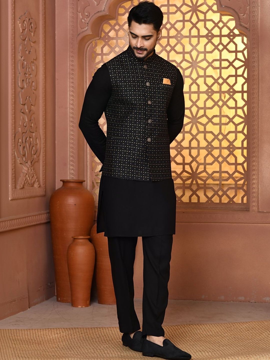WANAS Embellished Mandarin Collar Sleeveless Nehru Jacket-picture-54