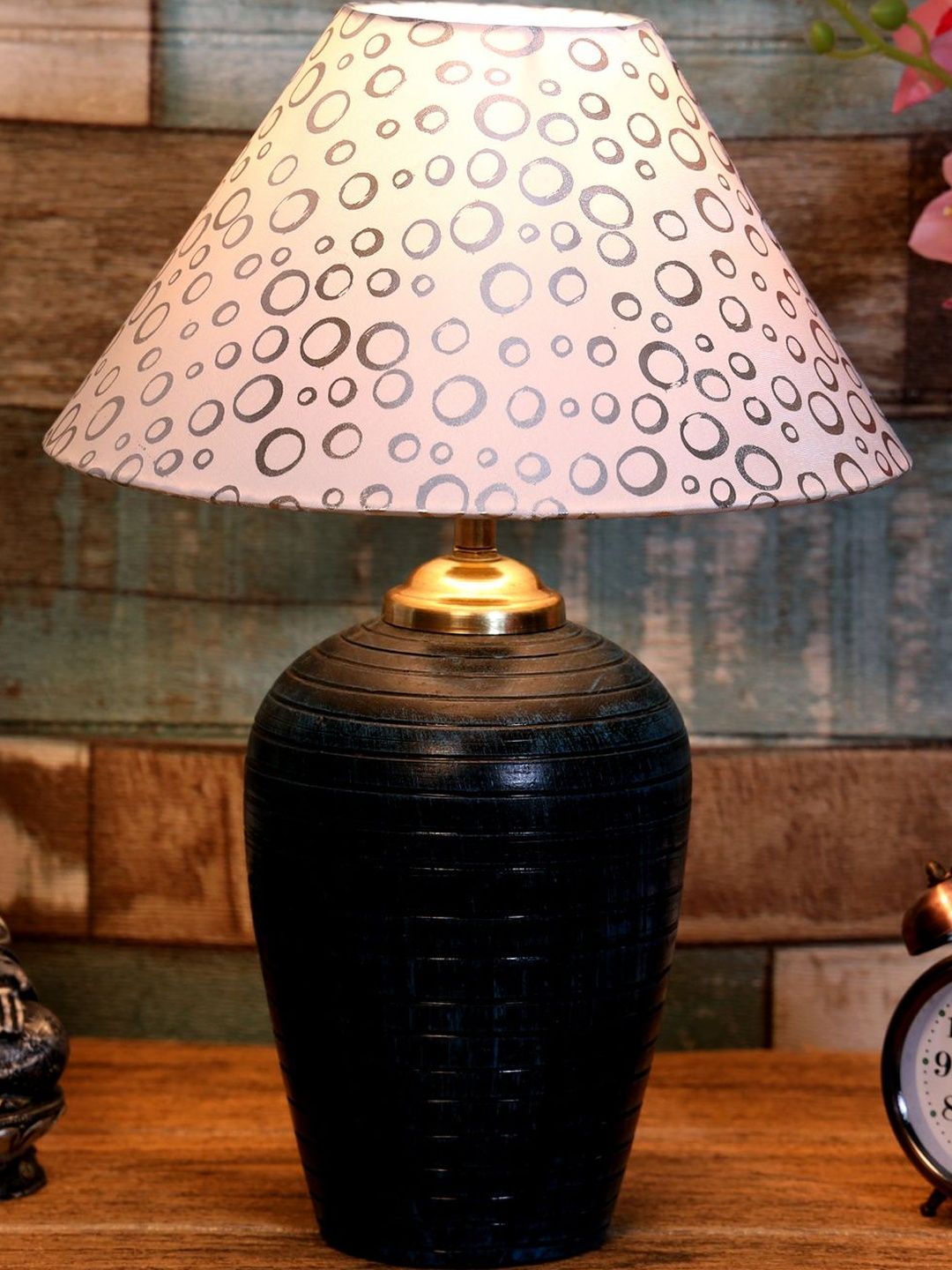 BrightDaisy Silver-Toned Printed Terracotta Contemporary Frusturical Shaped Table Lamp-image-29