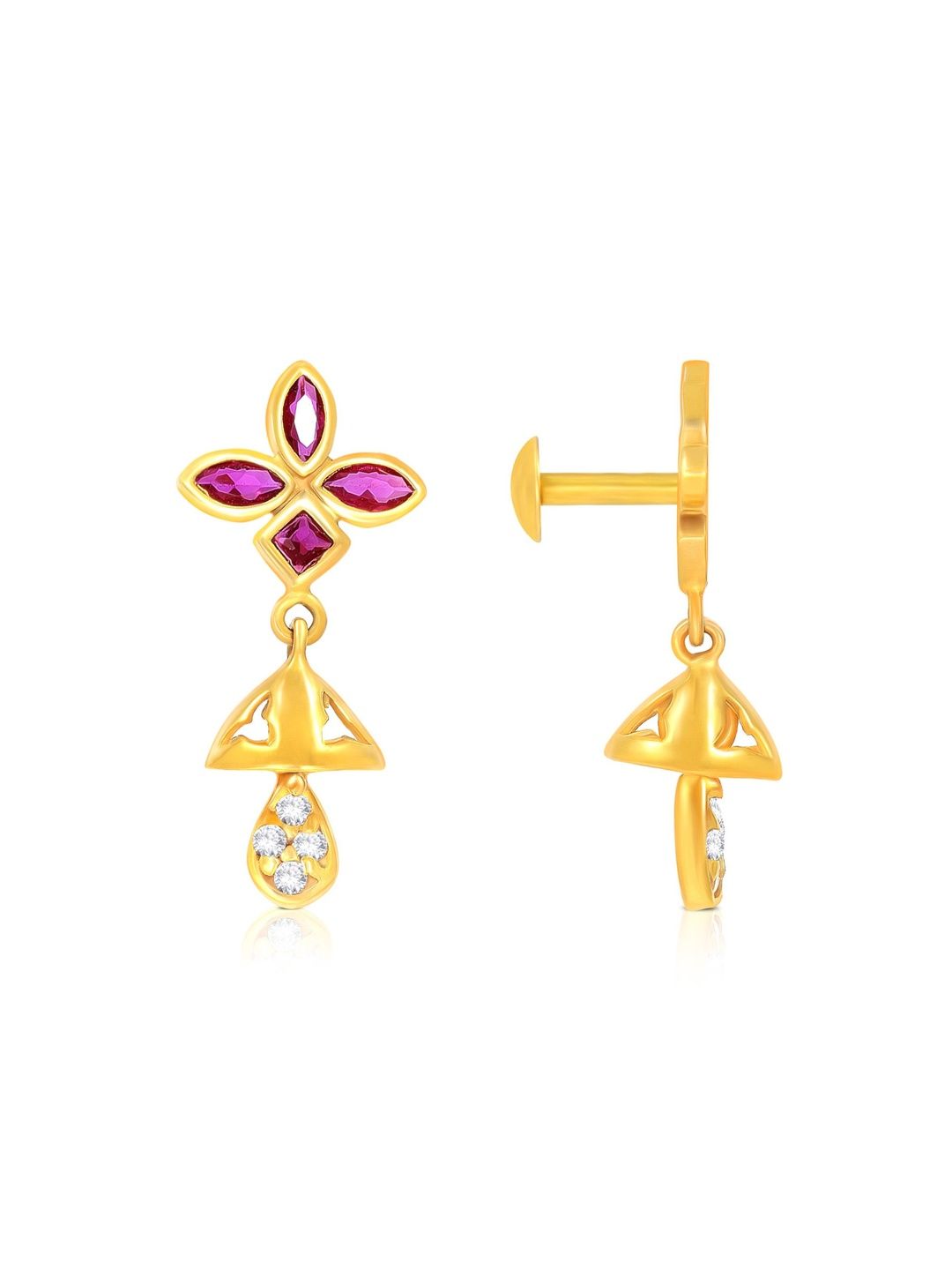 BHIMA Jewels 22K BIS Hallmark Gulab Shine Mini Jhumkha Earrings-image-38
