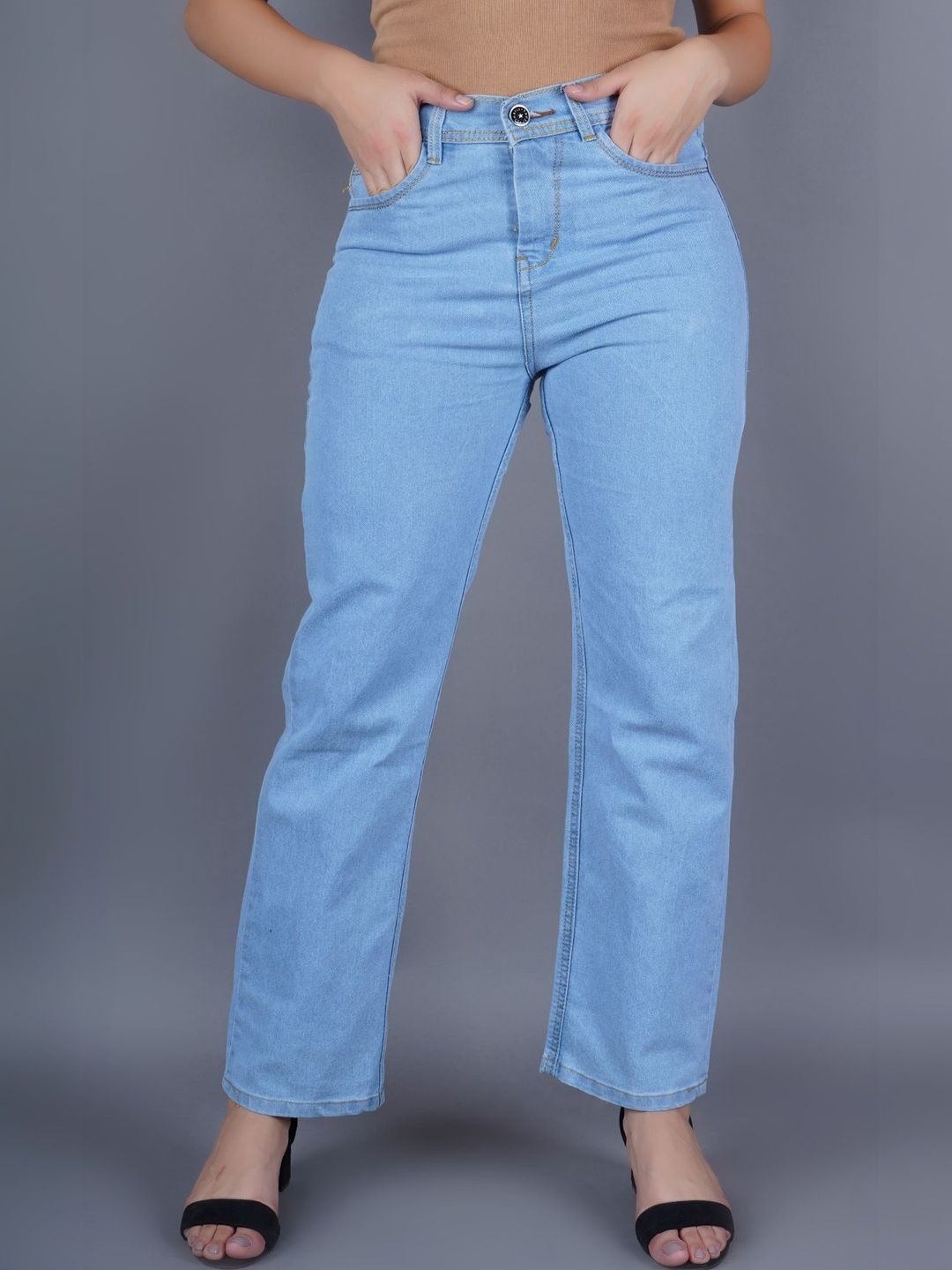 Mast & Harbour Women Classic Relaxed Fit Mid-Rise Light Fade Jeans-picture-31