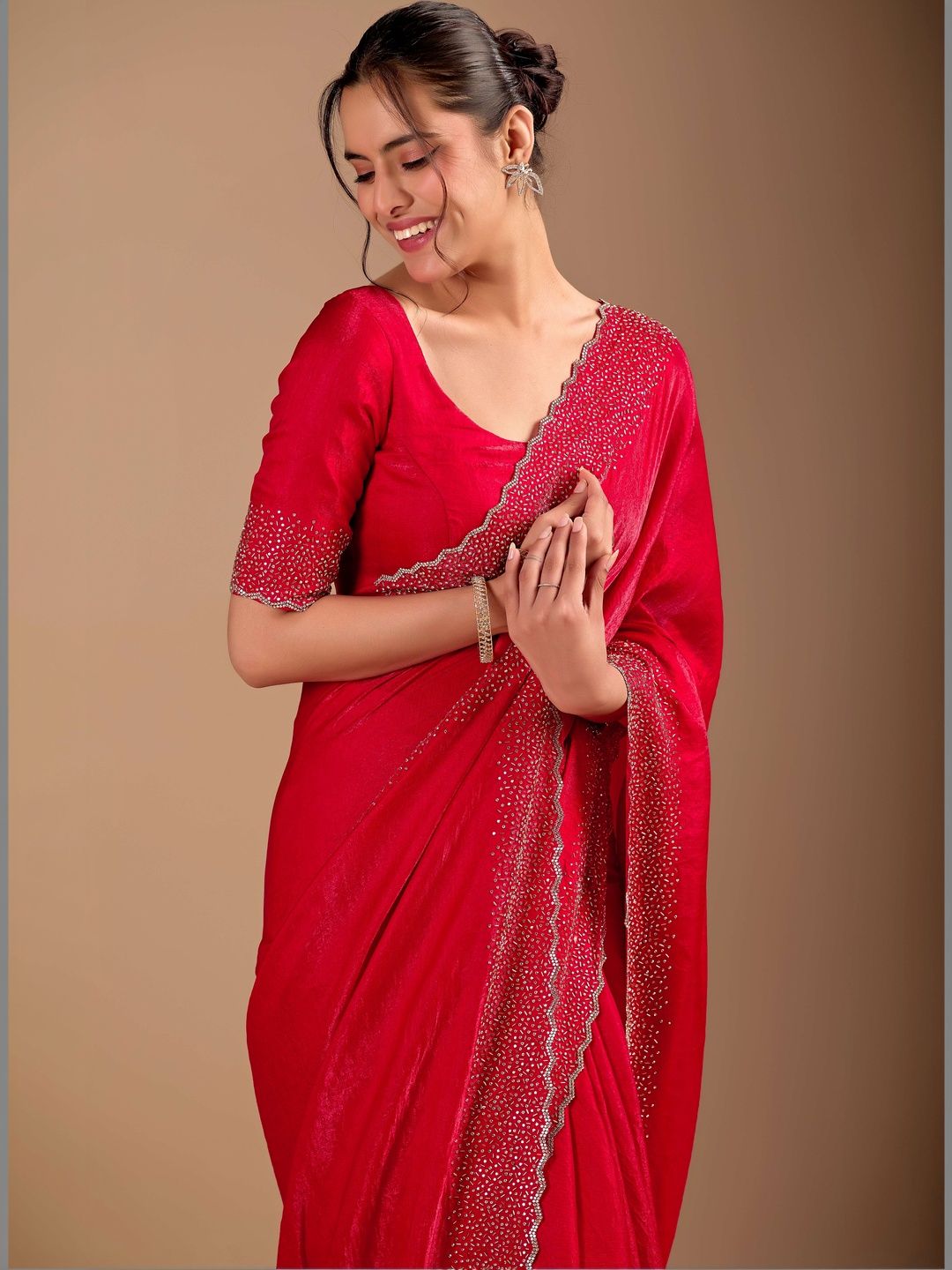 KIYAA FASHION Embellished Sequinned Organza Heavy Work Saree-picture-22