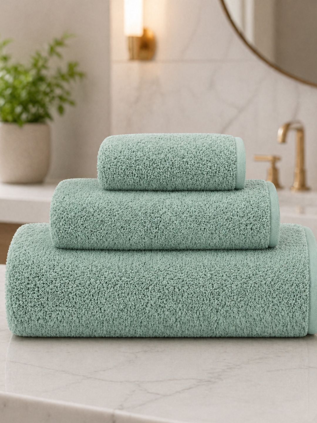 Fezora Green 3 Piece Cotton 350 GSM Towel Set-picture-27