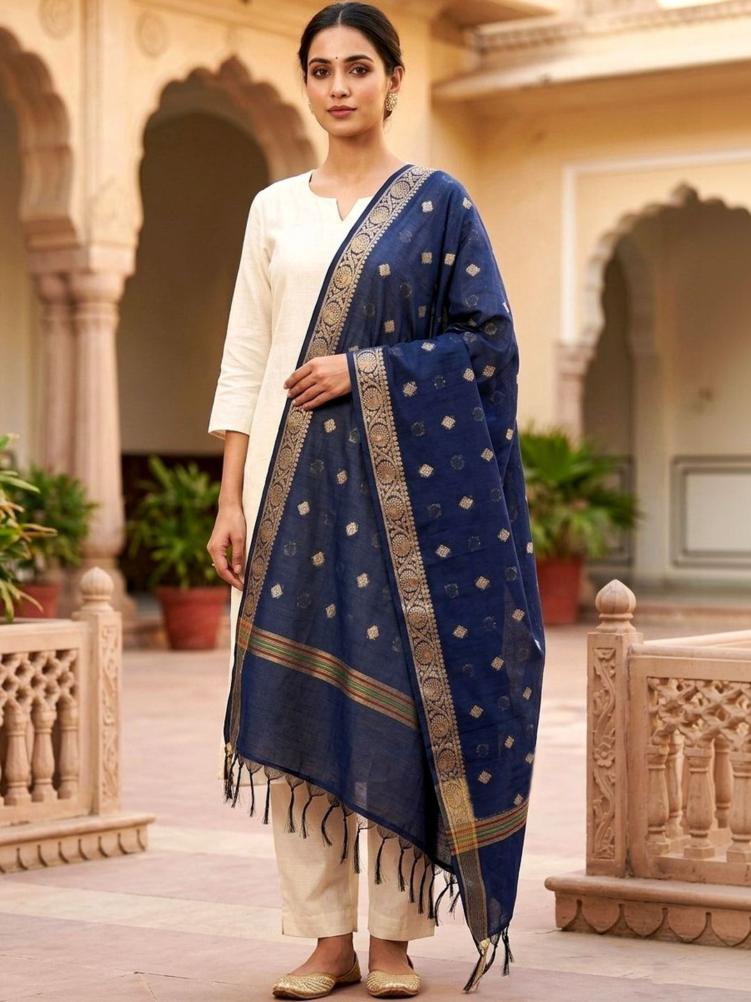 Naveera Ethnic Motifs Woven Design Dupatta with Zari-picture-36