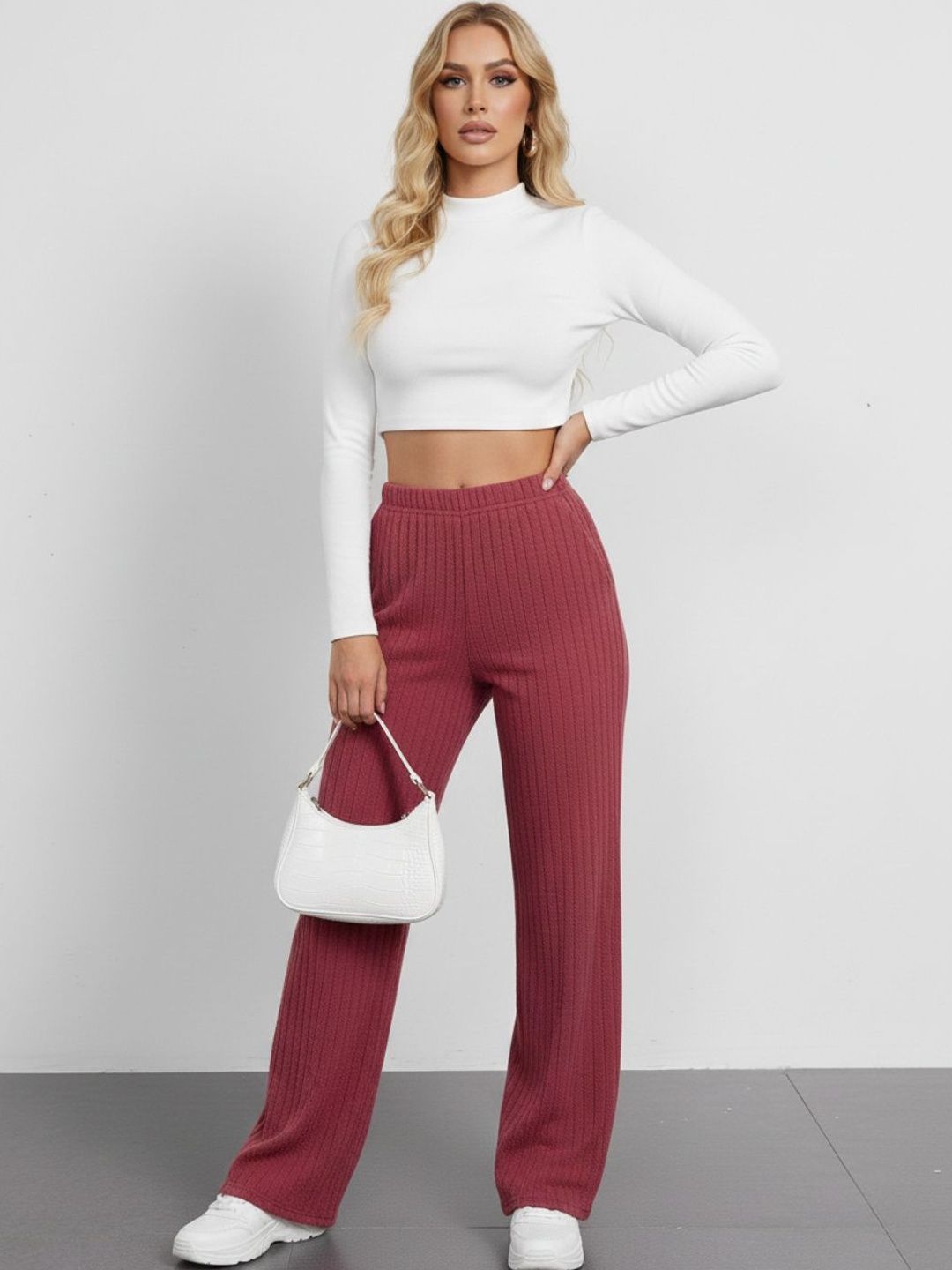 GIRL CNTRL Women Textured Relaxed Wrinkle Free Trousers-image-17