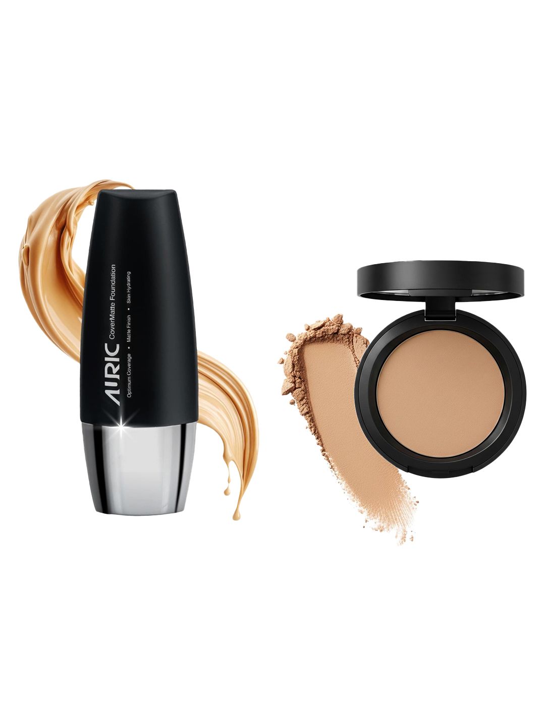 Auric Beauty Cover Matte Liquid Foundation & BlendEasy Compact Powder Combo-image-17