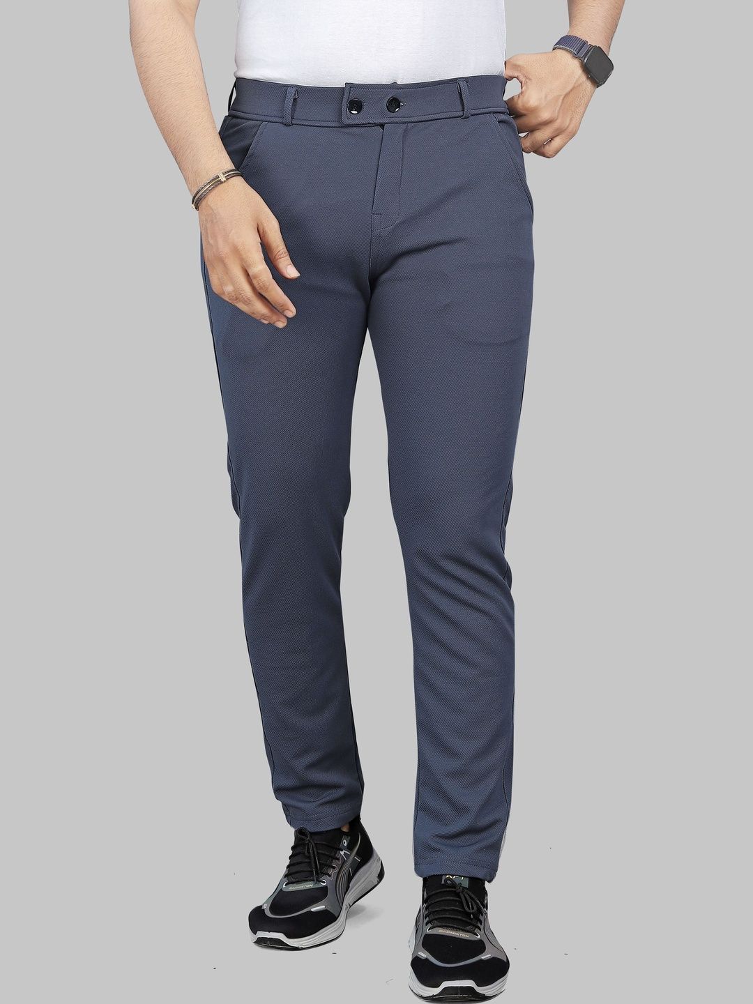 CHROVEL Men Textured Slim Fit Easy Wash Trousers-picture-37