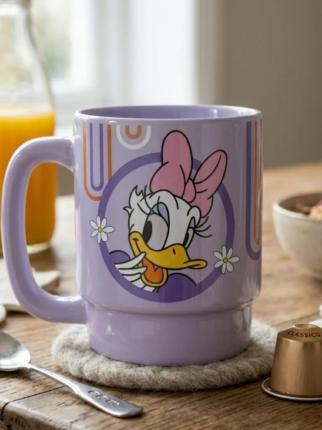CLAY CRAFT Lavender & Pink Printed Ceramic Glossy Mugs Set of Cups and Mugs-picture-25