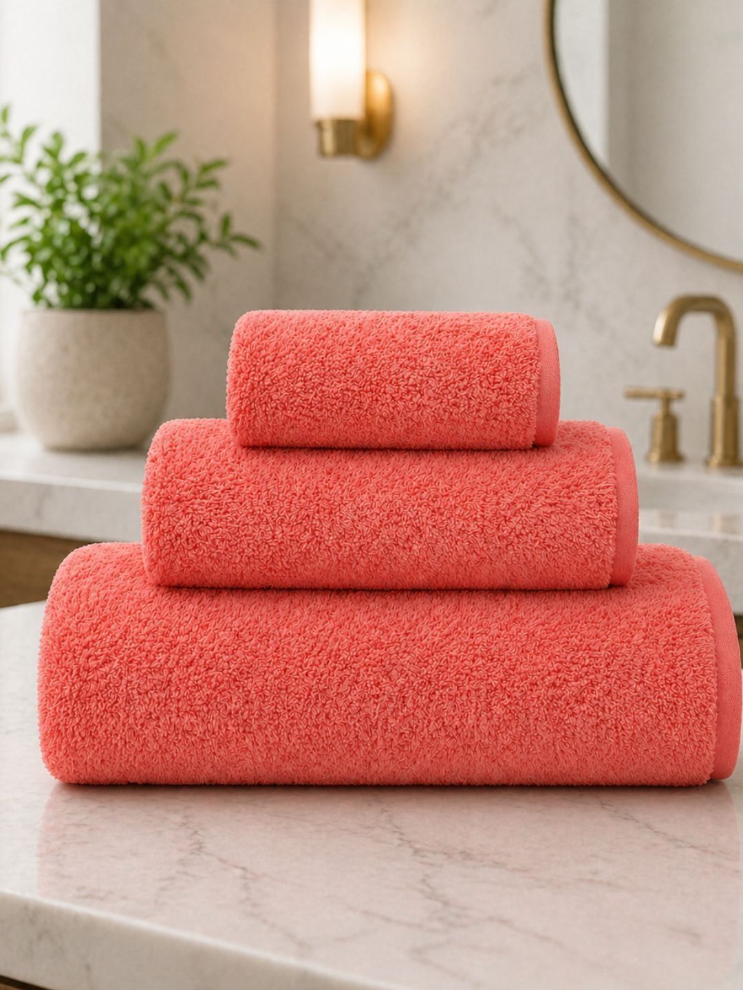 Fezora Coral 3 Piece Cotton 350 GSM Towel Set-picture-54