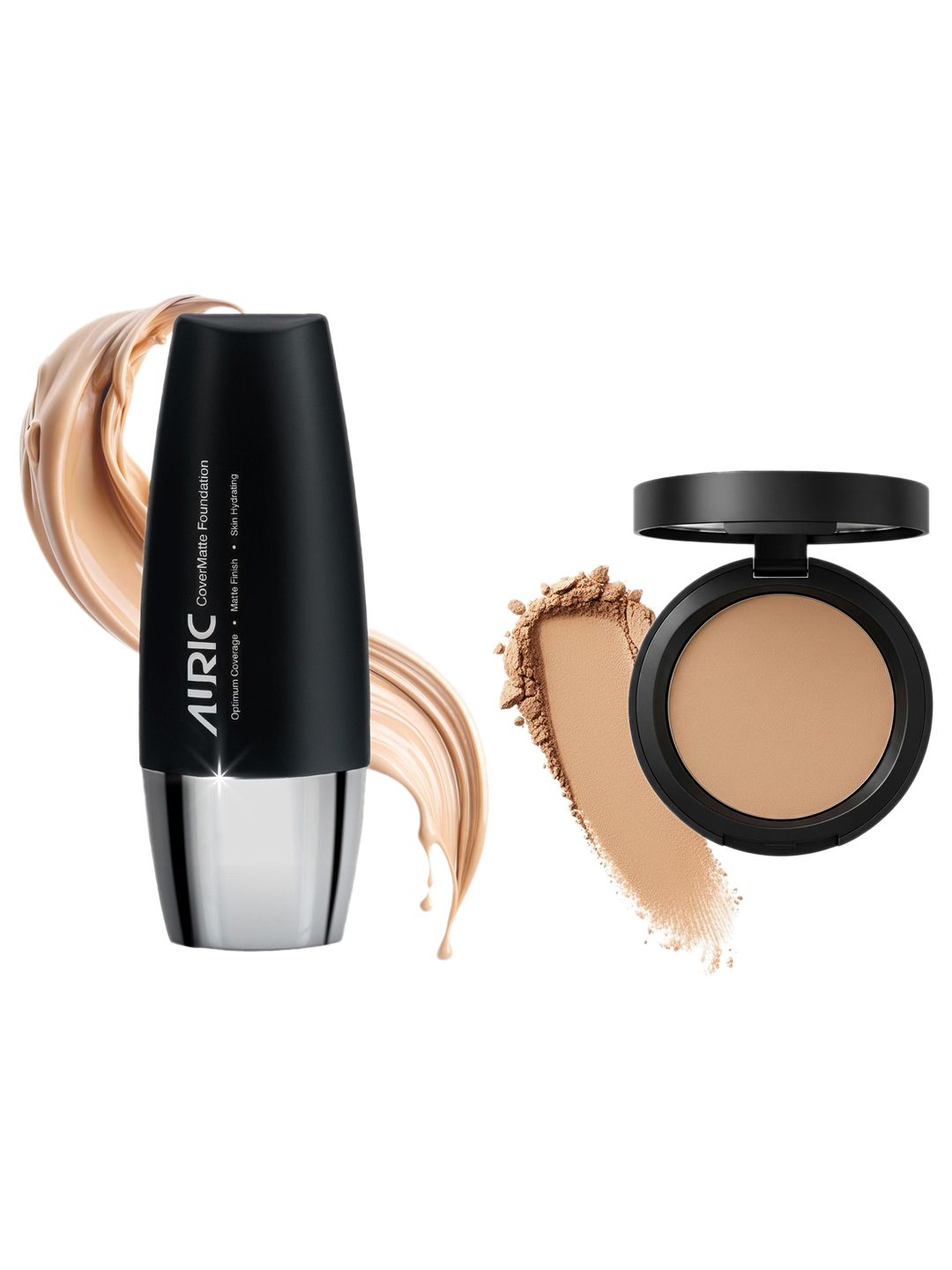 Auric Beauty Set of 2 Compact Powder & Liquid Foundation- Earthy Tan & Light Sienna-image-36