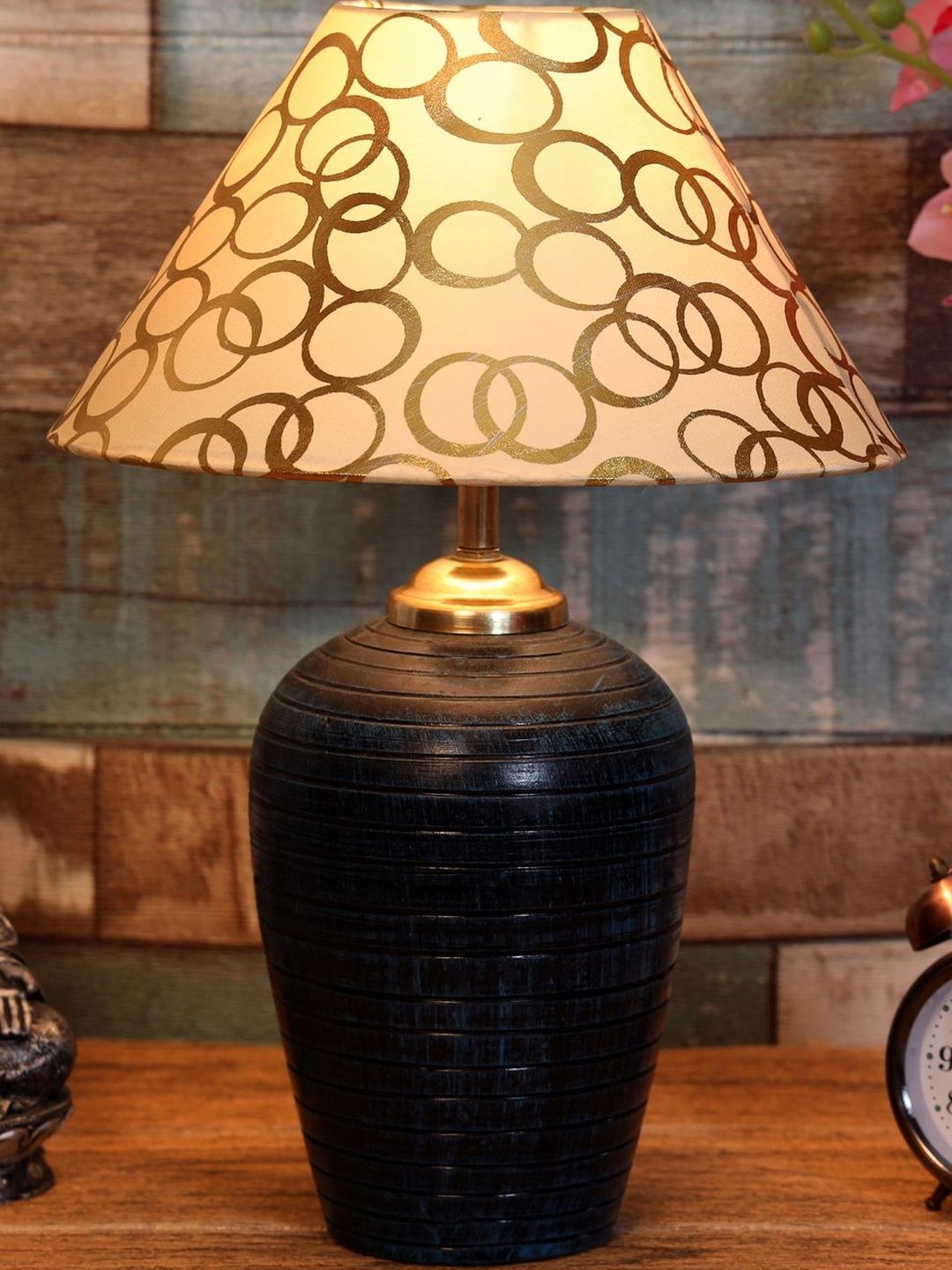 BrightDaisy Beige Printed Terracotta Contemporary Frusturical Shaped Table Lamp-image-28