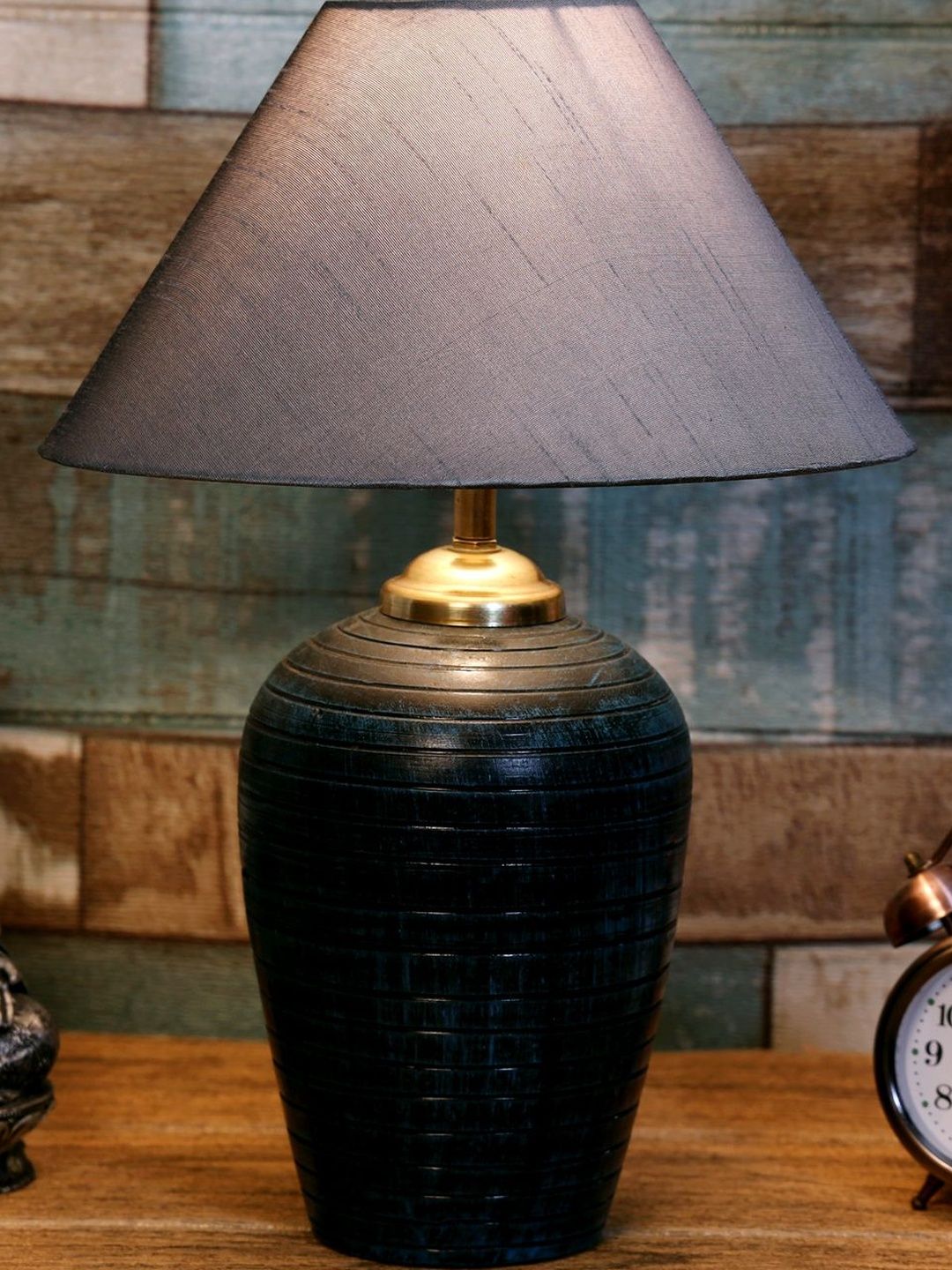 BrightDaisy Grey Textured Terracotta Contemporary Frusturical Shaped Table Lamp-image-27