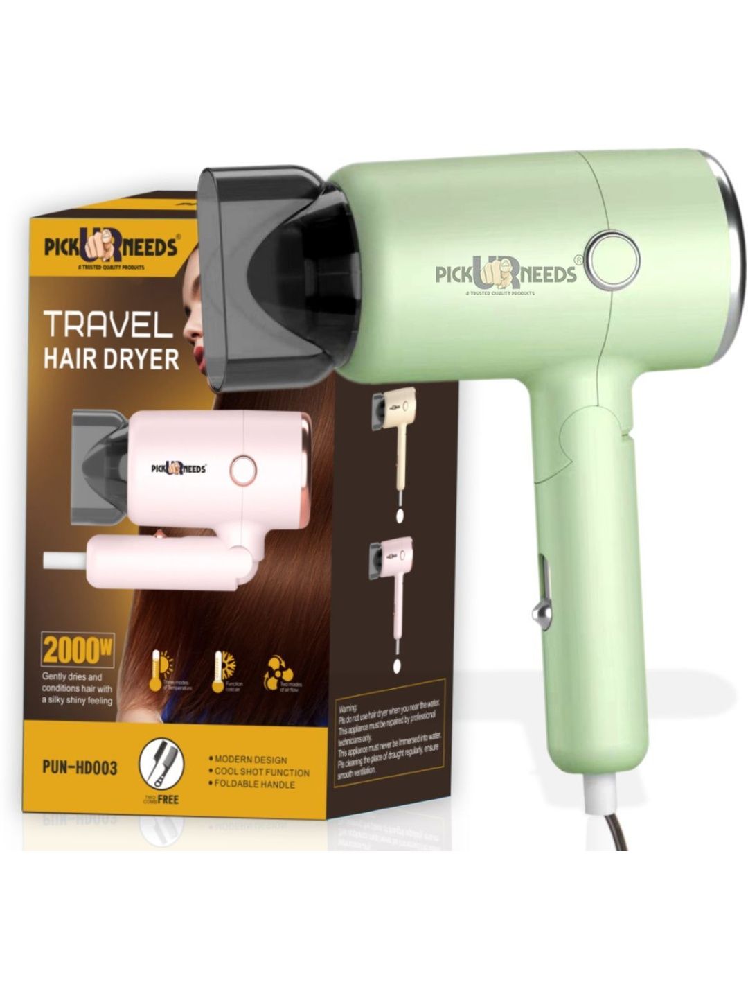 Pick Ur Needs Hot & Cold Hair Dryer With Handle Foldable 2000W - PUN-HD003-image-17