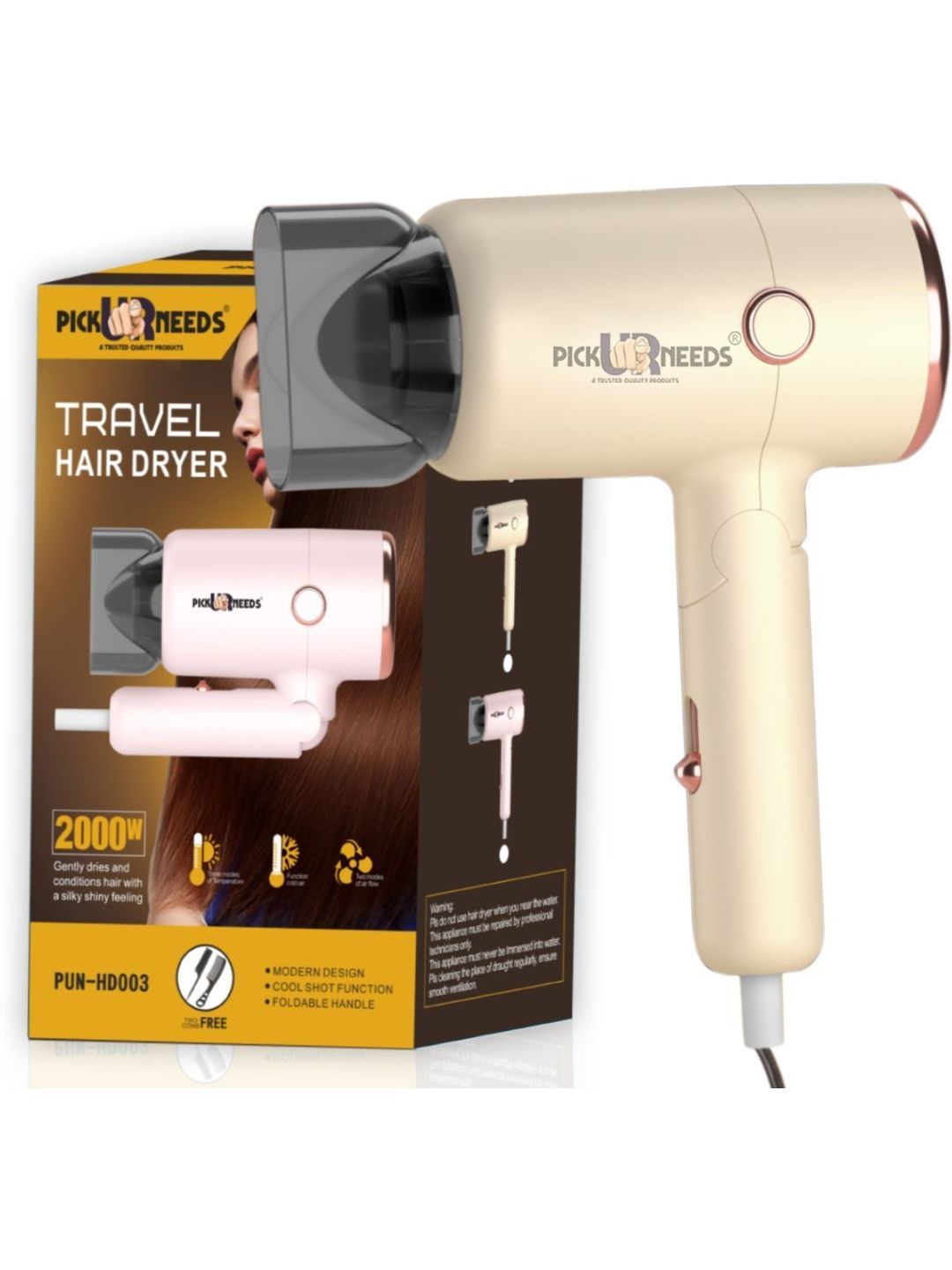 Pick Ur Needs 2000W Hot & Cold Hair Dryer With Handle Foldable - PUN-HD003-image-21