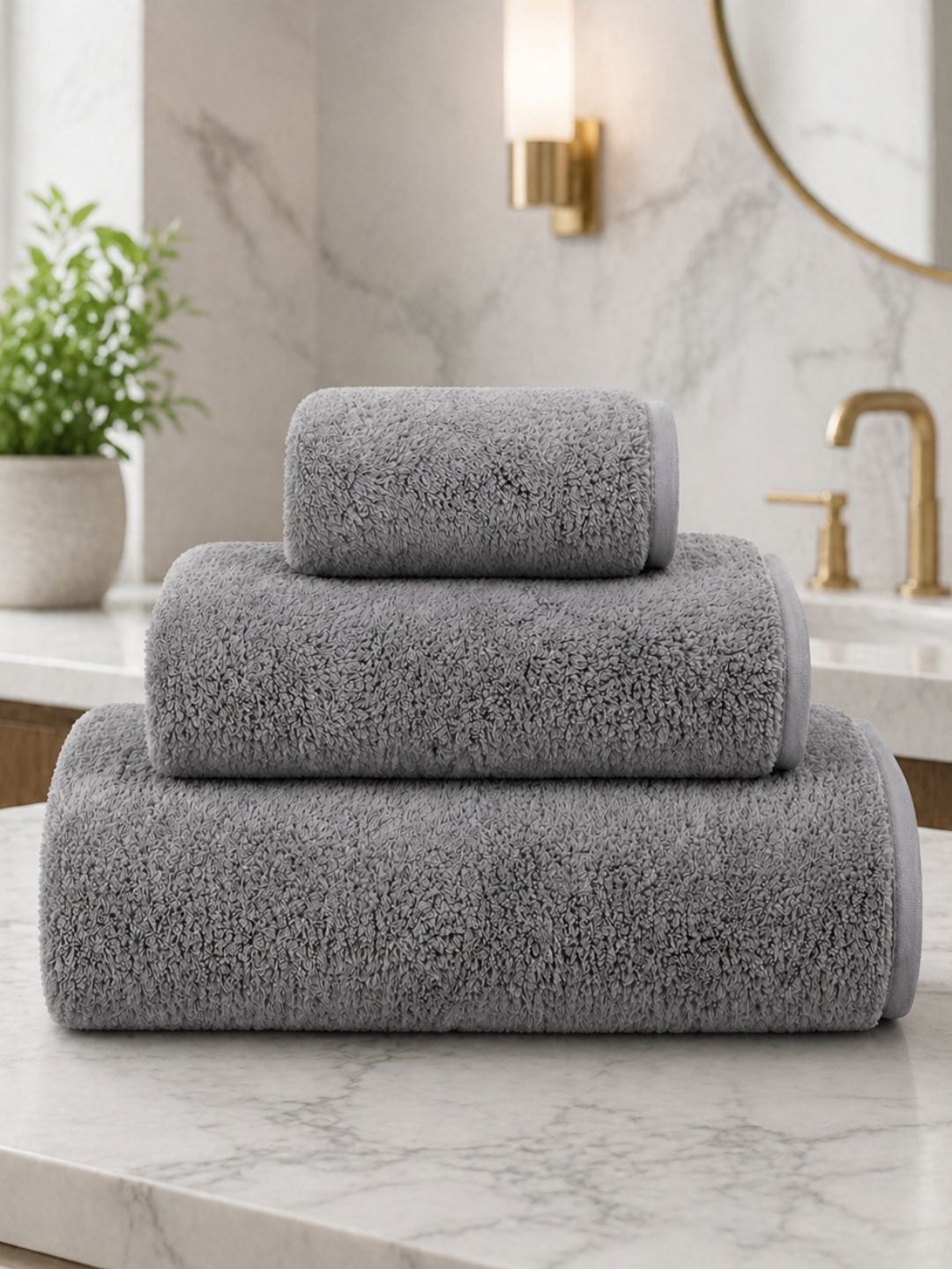 Fezora Grey 3 Piece Cotton 350 GSM Towel Set-picture-24