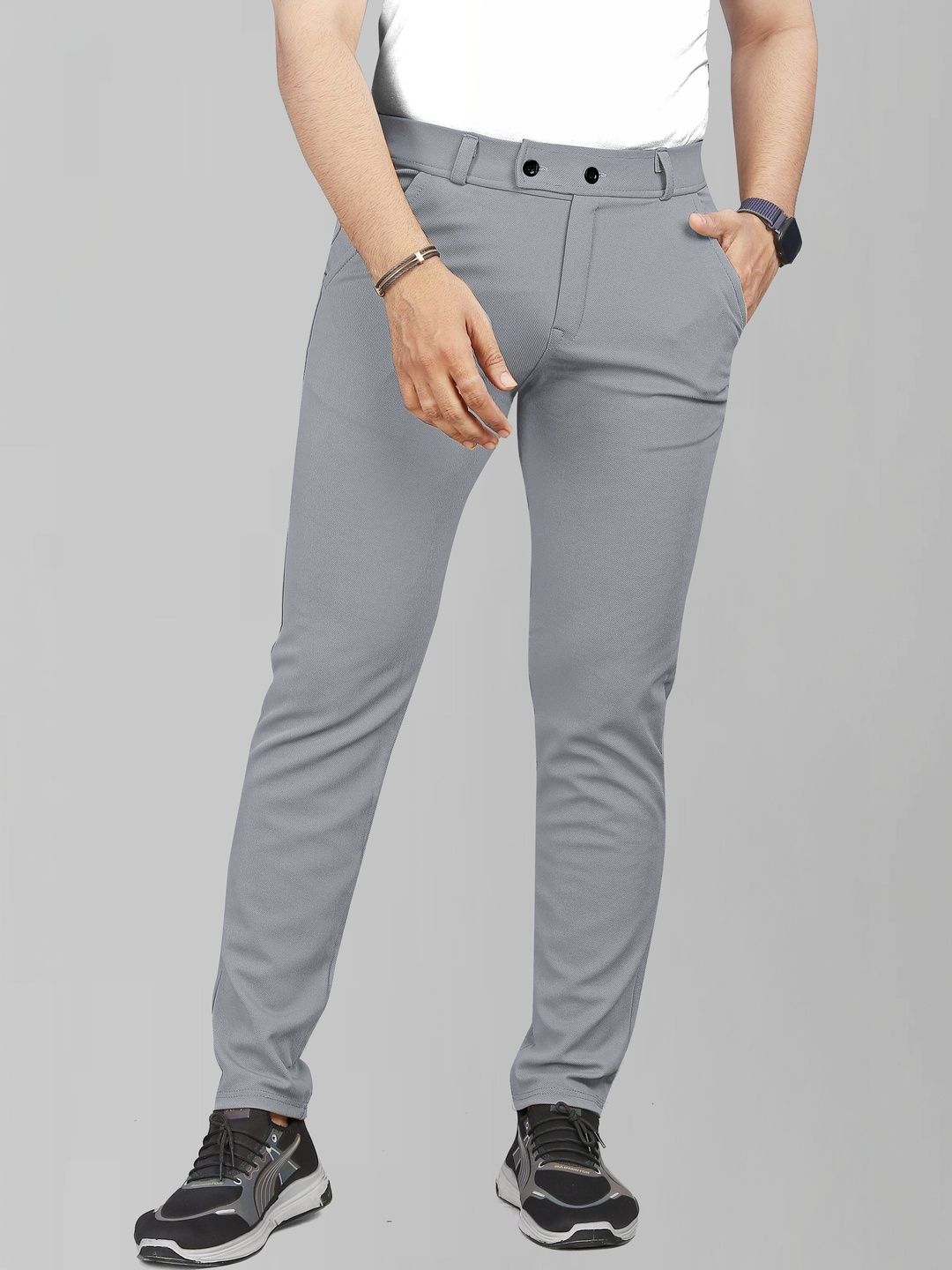 CHROVEL Men Textured Slim Fit Easy Wash Trousers-picture-53