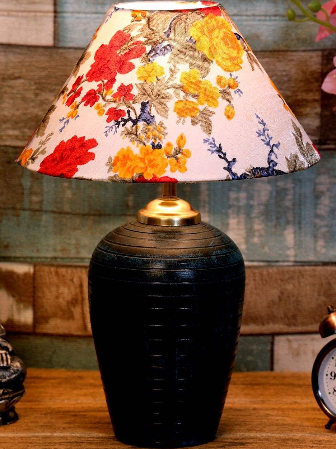 BrightDaisy Multicoloured Printed Terracotta Frusturical Shaped Table Lamp-image-40