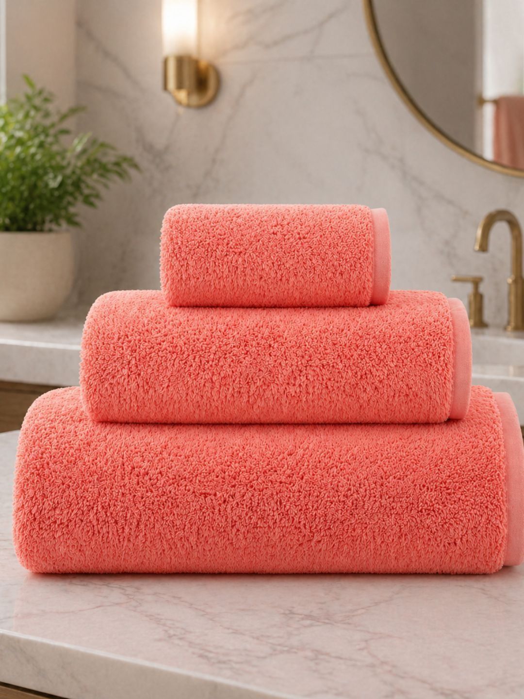 Fezora Coral 3 Piece Cotton 350 GSM Towel Set-picture-37