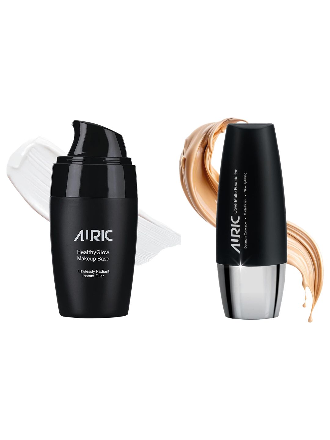Auric Beauty Healthyglow Makeup Base & CoverMatte Liquid Foundation - Light Almond-image-28