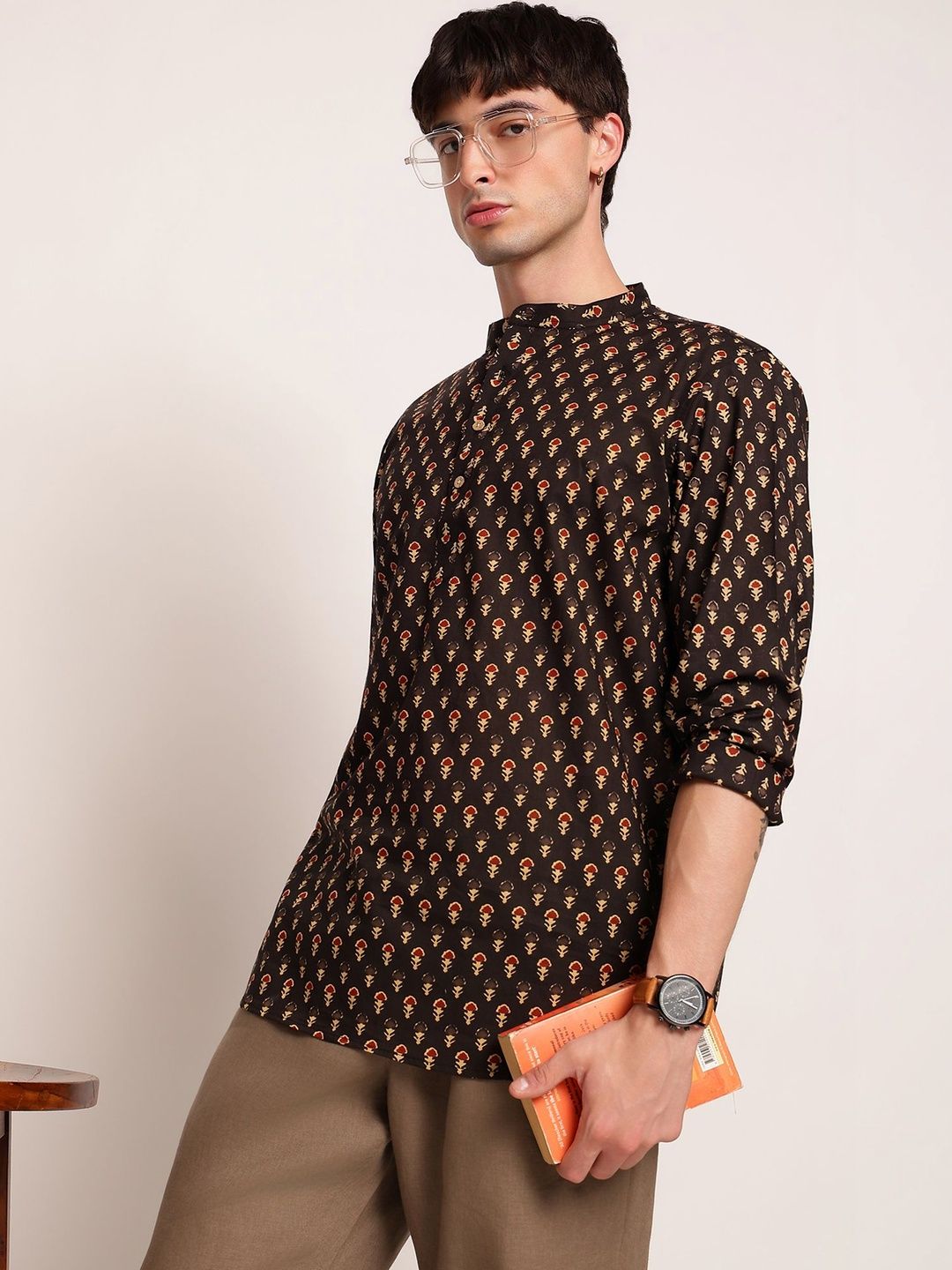 DENNISON Men Floral Printed Indie Prints Kurta-picture-51