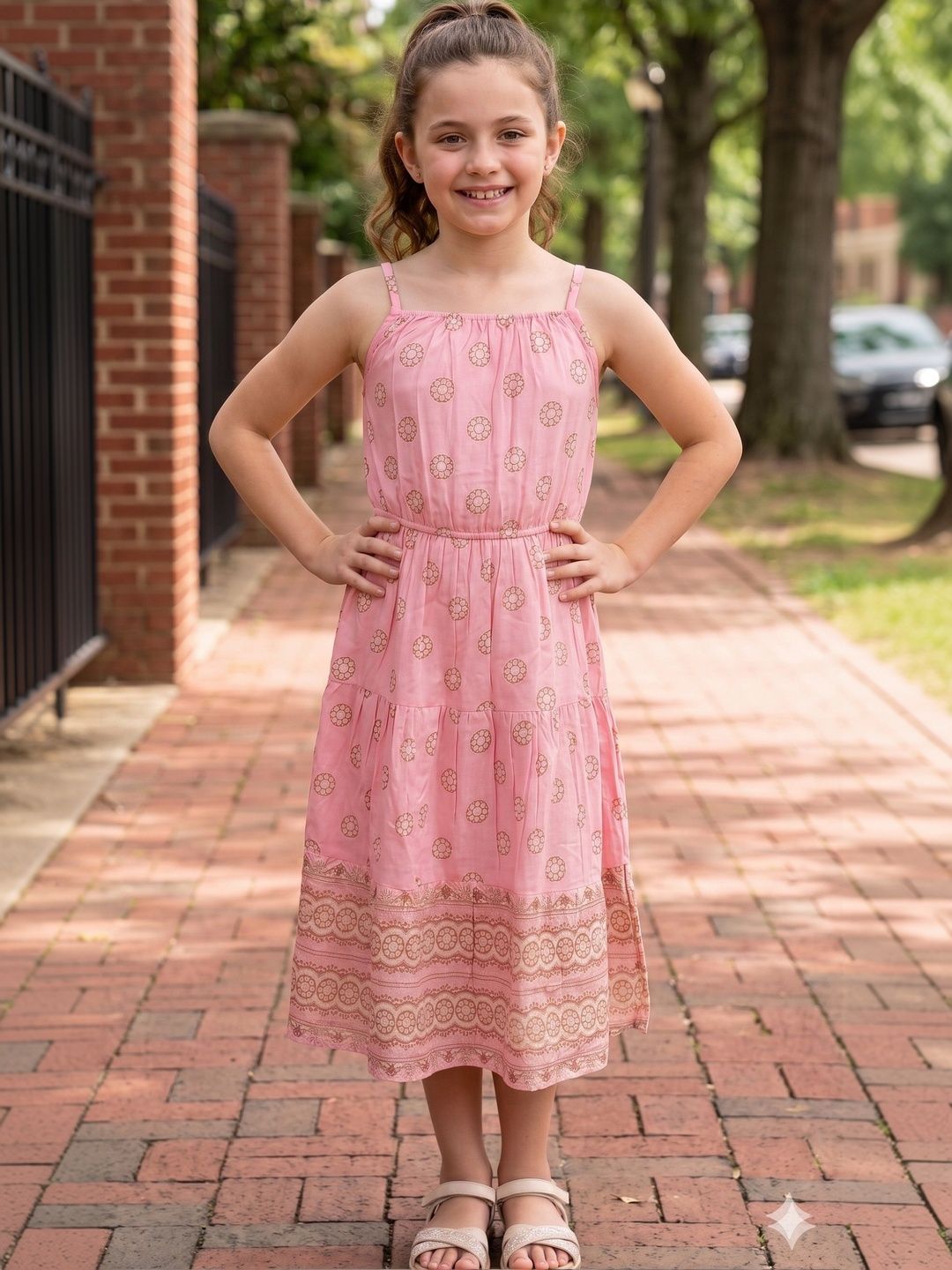 Cloth Bites Floral Print Ruffled Fit & Flare Midi Dress-picture-2