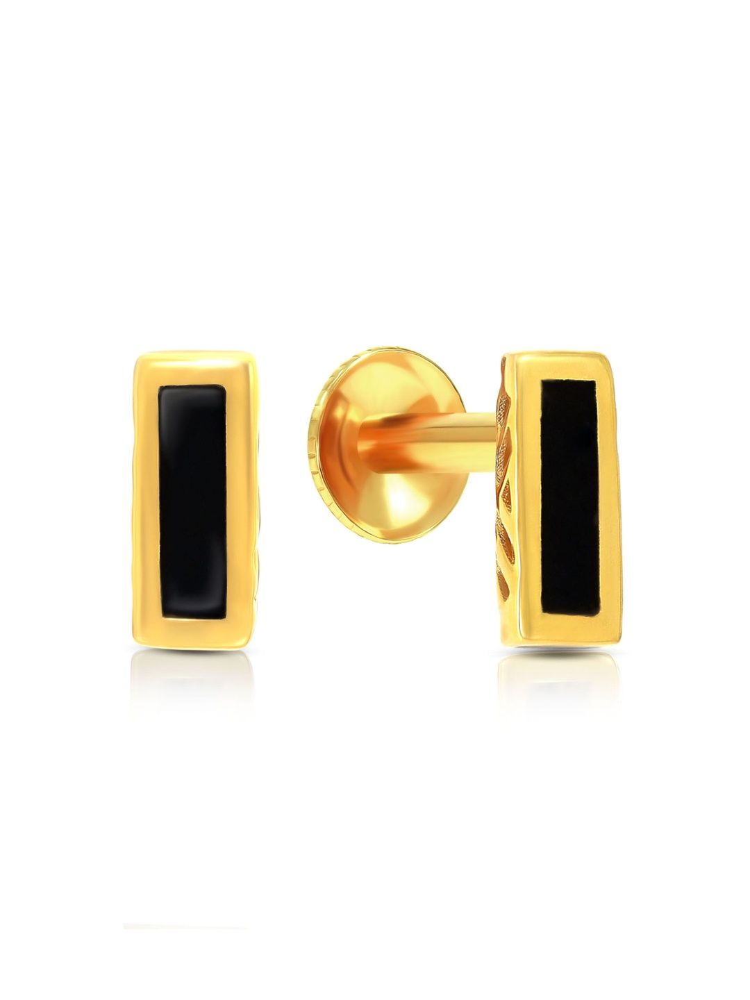 BHIMA Jewels 22K BIS Hallmark Obsidian Stripe Gold Stud Earrings-picture-24