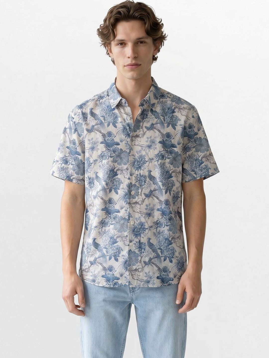 THE BEAR HOUSE Men Relaxed Fit Floral & Bird Printed Casual Shirt-picture-33