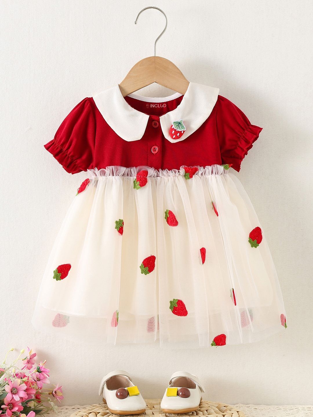 INCLUD Embroidered Peter Pan Collar Puff Sleeve Short Dress-picture-7