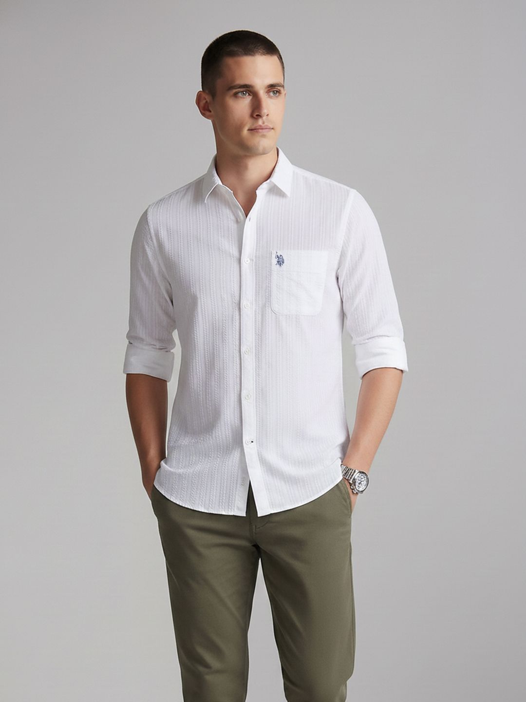 U.S. Polo Assn. Denim Co. Textured Pure Cotton Casual Shirt-picture-45