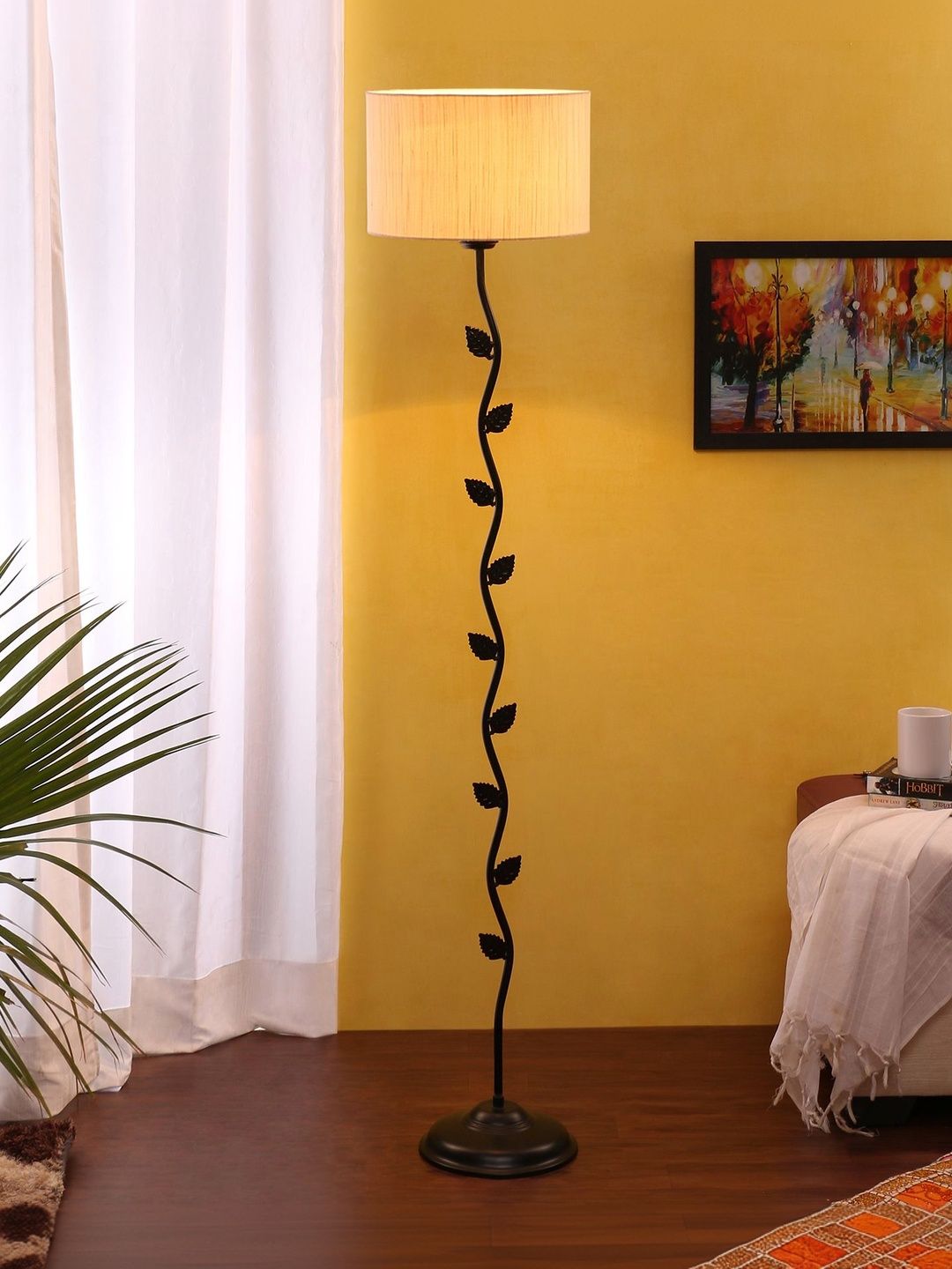 Aura Off-White & Black Iron Cylinder Floor Lamp-image-27