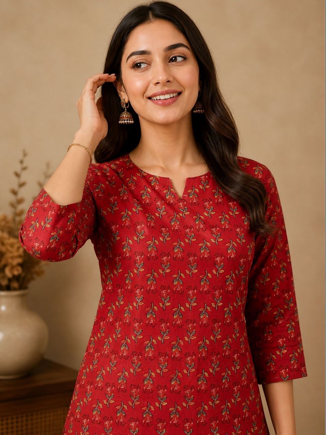 JANKHI Floral Printed V-Neck Kurti-picture-58