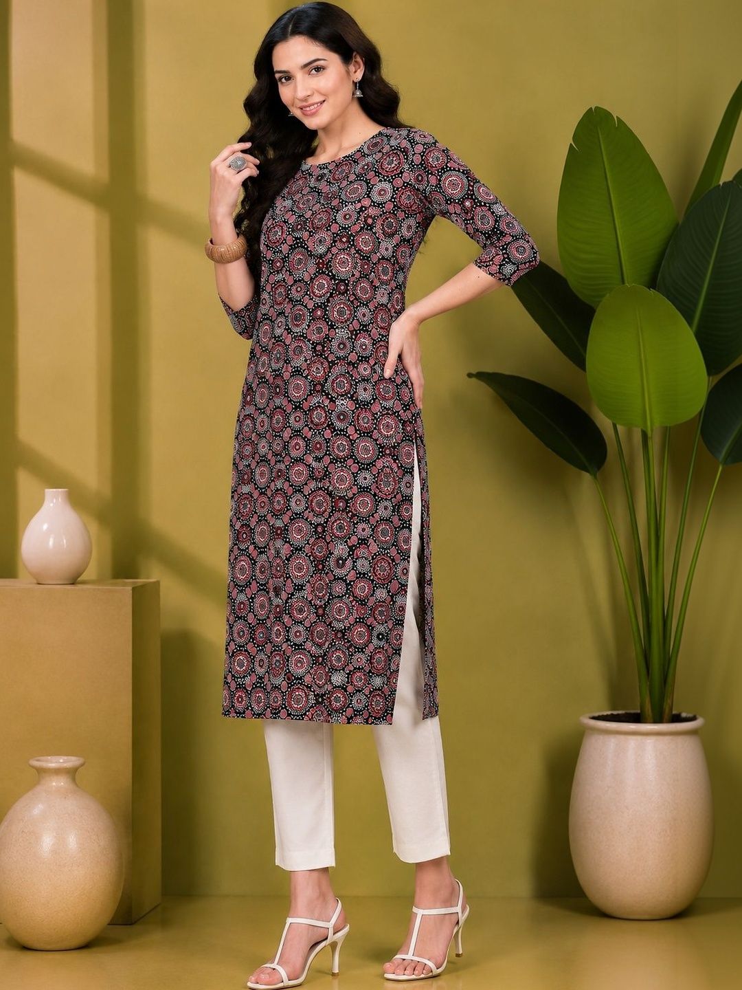 JANKHANA Women Ethnic Motifs Printed Indie Prints Crepe Kurta-picture-20
