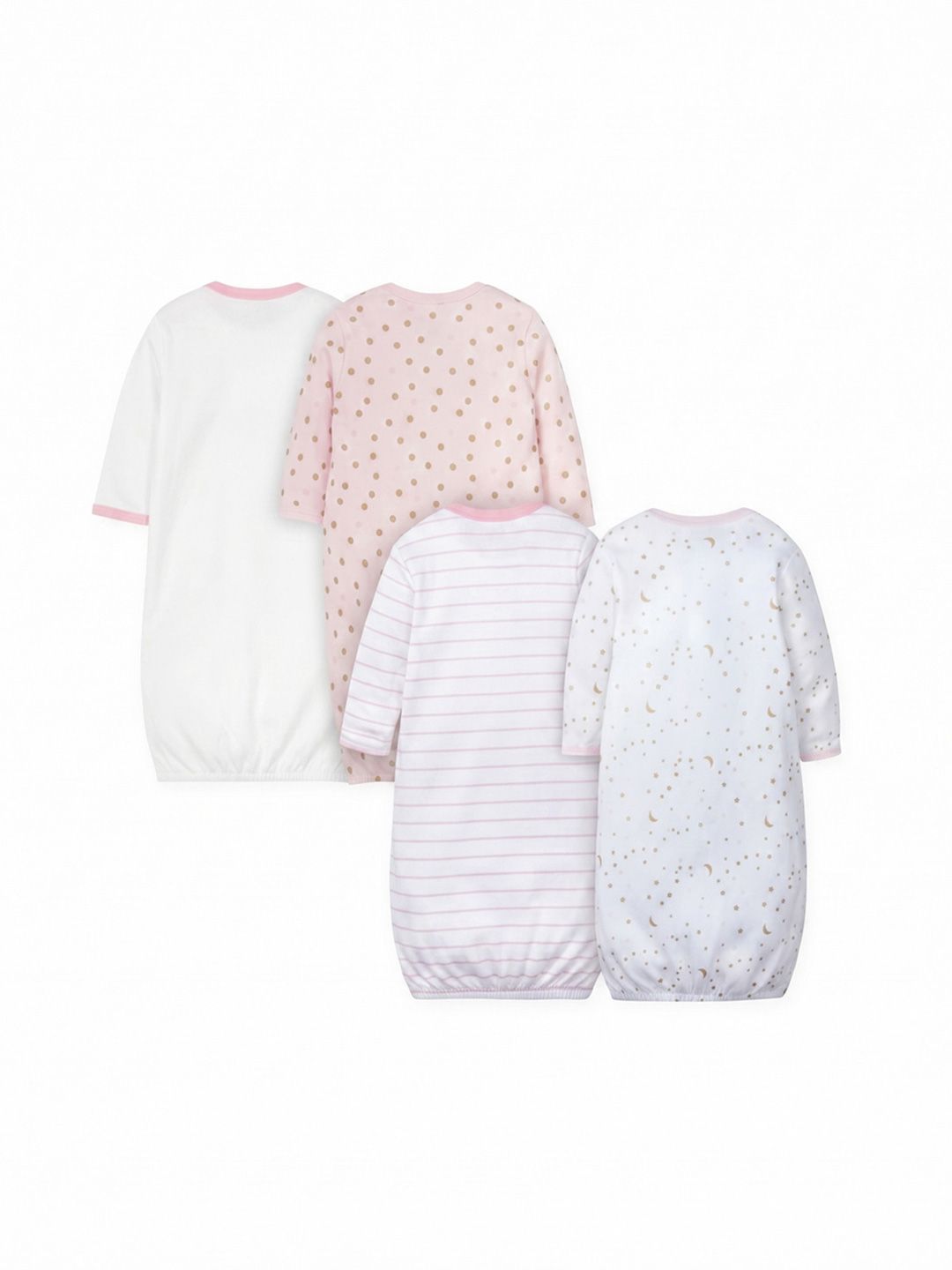 Gerber Girls Pack Of 4 Striped Round Neck Pure Cotton Nightdress-image-14