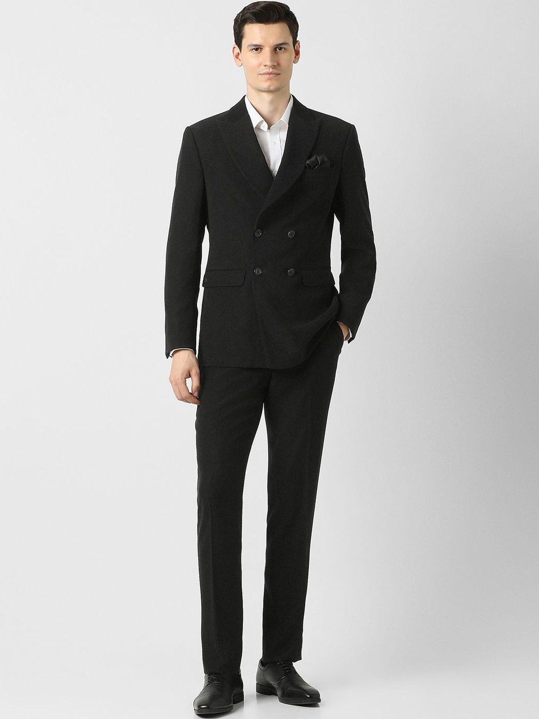 Peter England Elite Peaked Lapel Slim Fit 2 Piece Blazer and Trousers Suits-image-11