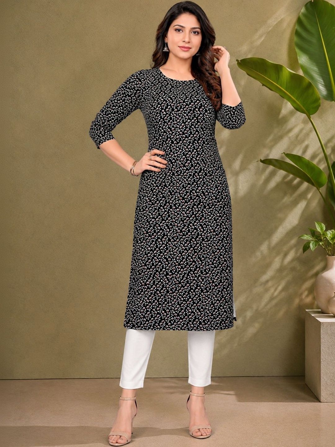JANKHANA Women Floral Printed Crepe Kurta-picture-12