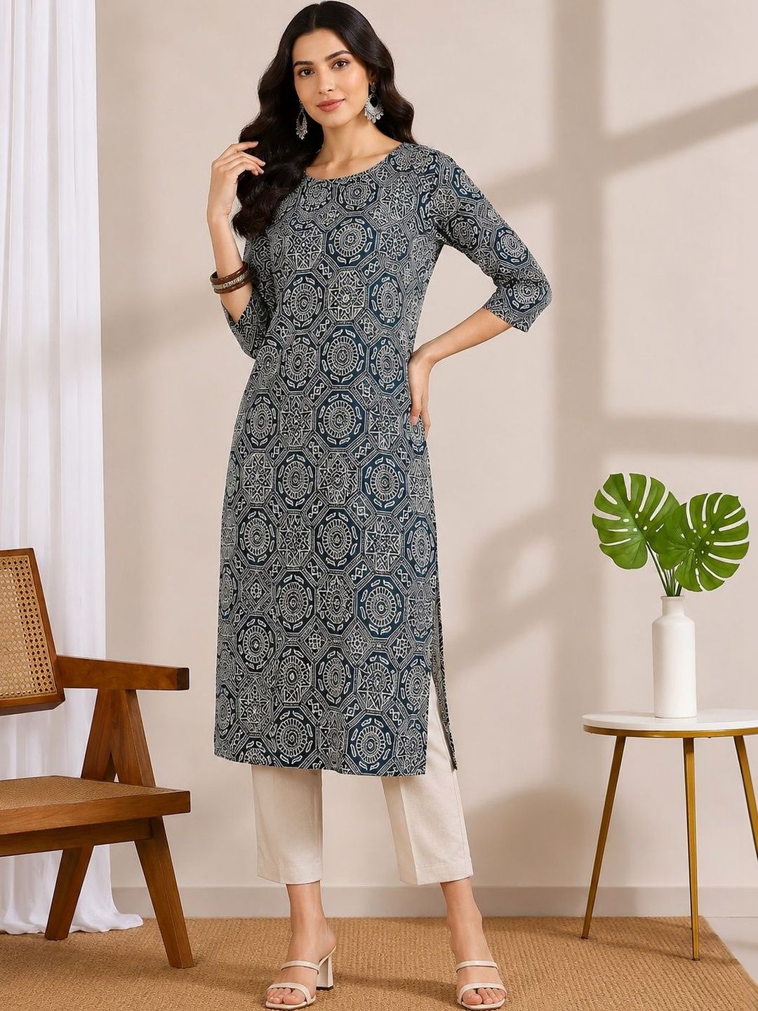 JANKHANA Women Ethnic Motifs Printed Indie Prints Crepe Kurta-picture-11