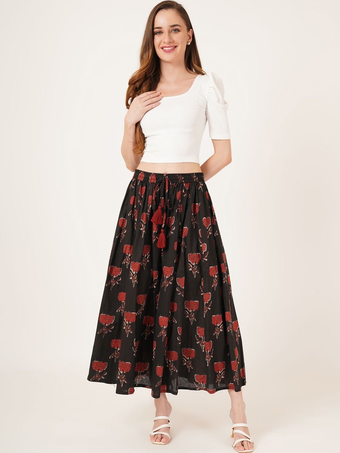 Sangria Printed Flared Cropped Palazzos-picture-27